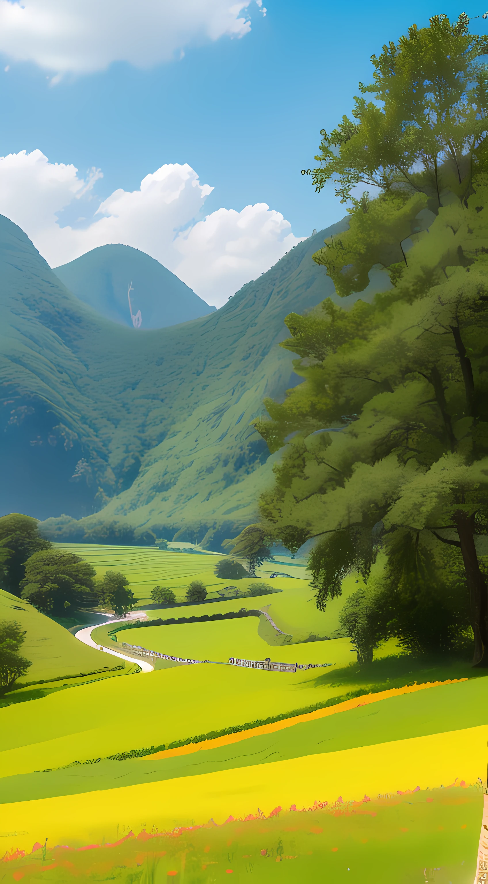 Natural scenery，brilliant colorful，Wide and open，Fresh and peaceful。