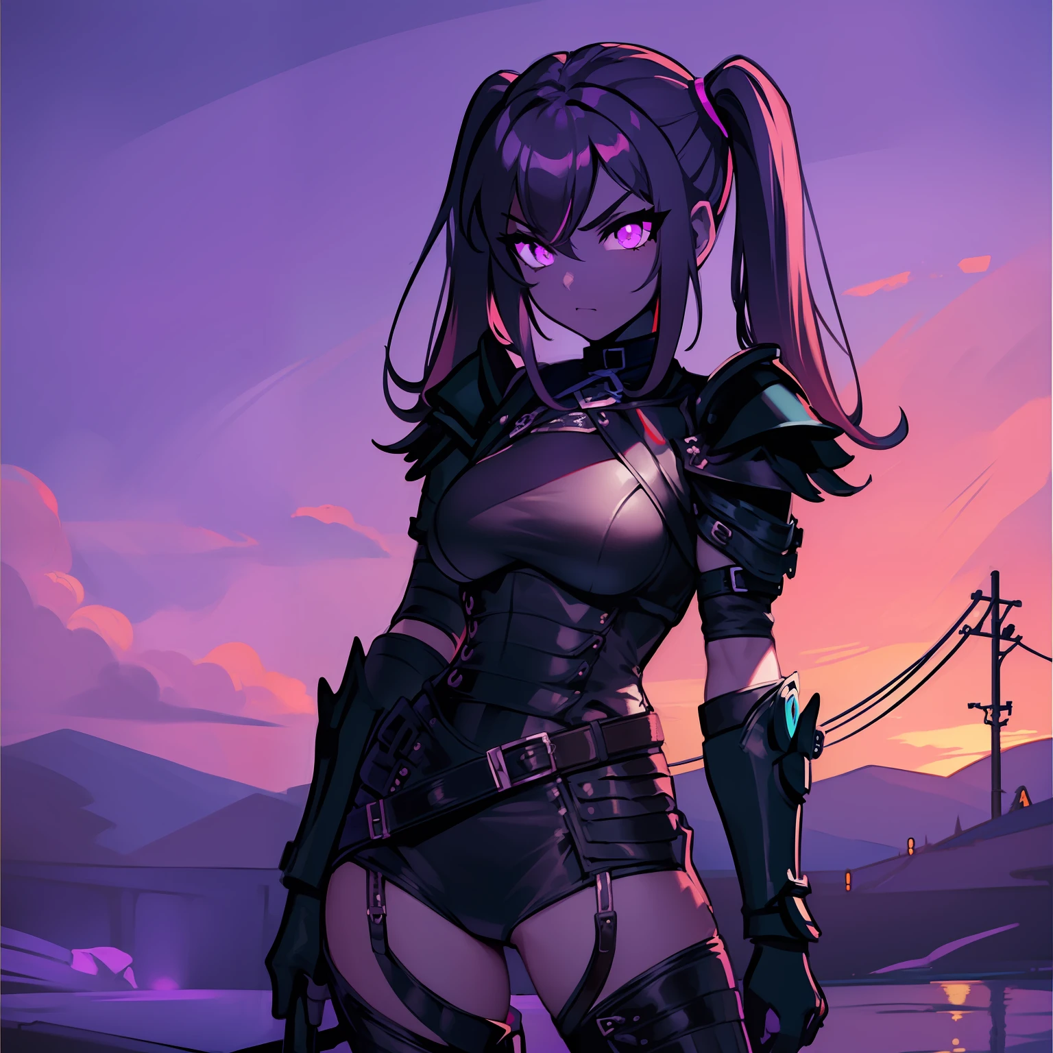 ((masterpiece, best quality)), ((leather clothing, black), (black armour)), ninja, [furious:sad:0.8], serious, extremely detailed, cute, intricate, Ink painting standing