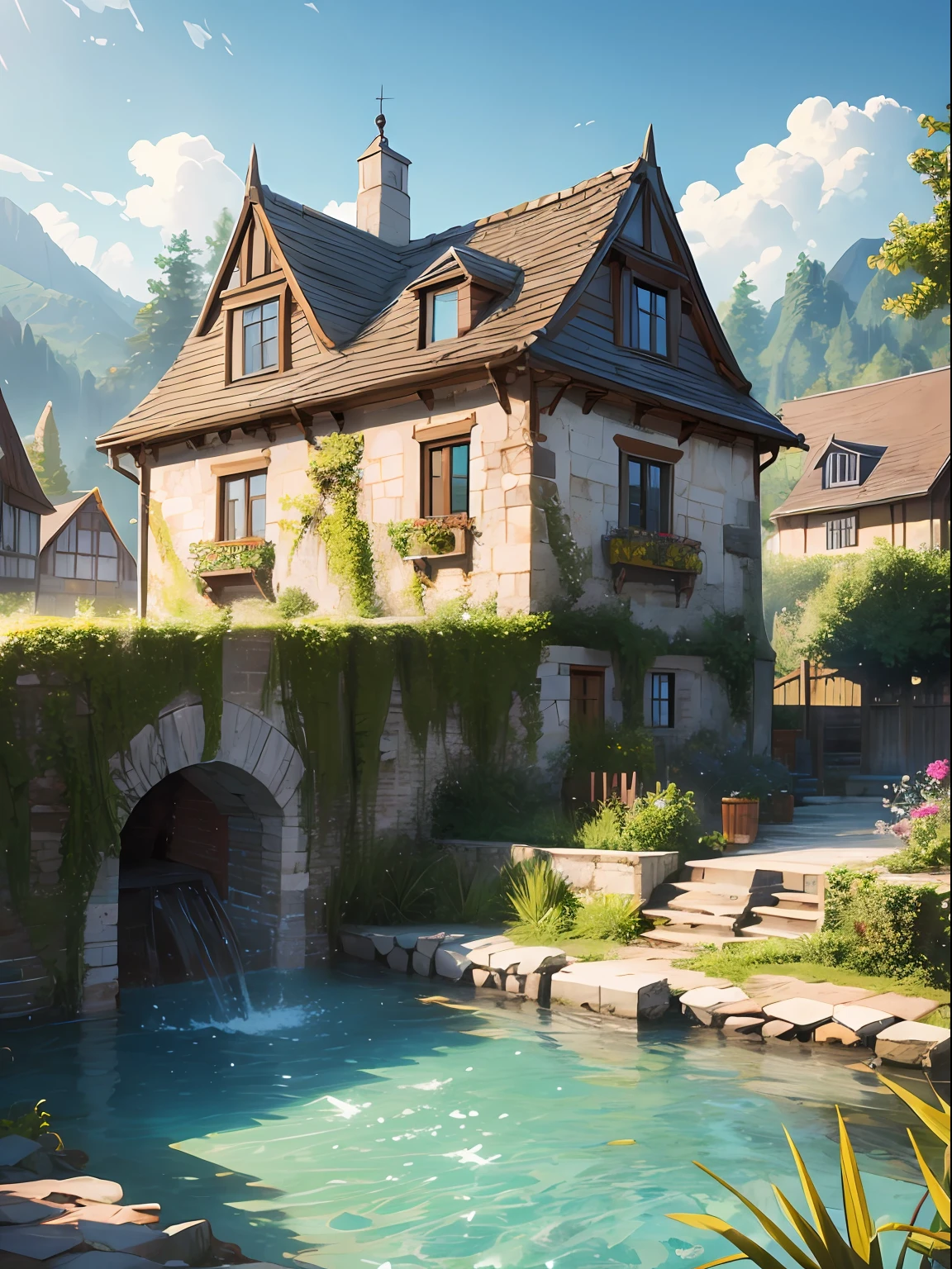 masterpiece, random village, realistic