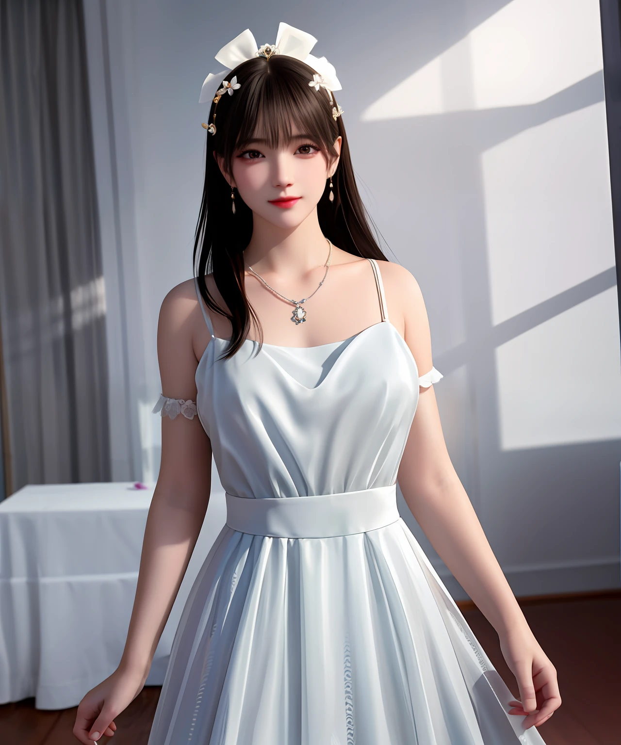 Best Quality, Masterpiece, High Resolution, 1girl, Porcelain Dress, Hair Accessories, Necklace, Jewelry, Pretty Face, On Body, Tyndall Effect, Realistic, Shadow Studio, Rim Lighting, Dual Tone Lighting, (High Detail Skins: 1.2), 8k UHD, dslr, soft light, high quality, volume light, sneak shot, photo, high resolution, 4k, 8k, background blur,