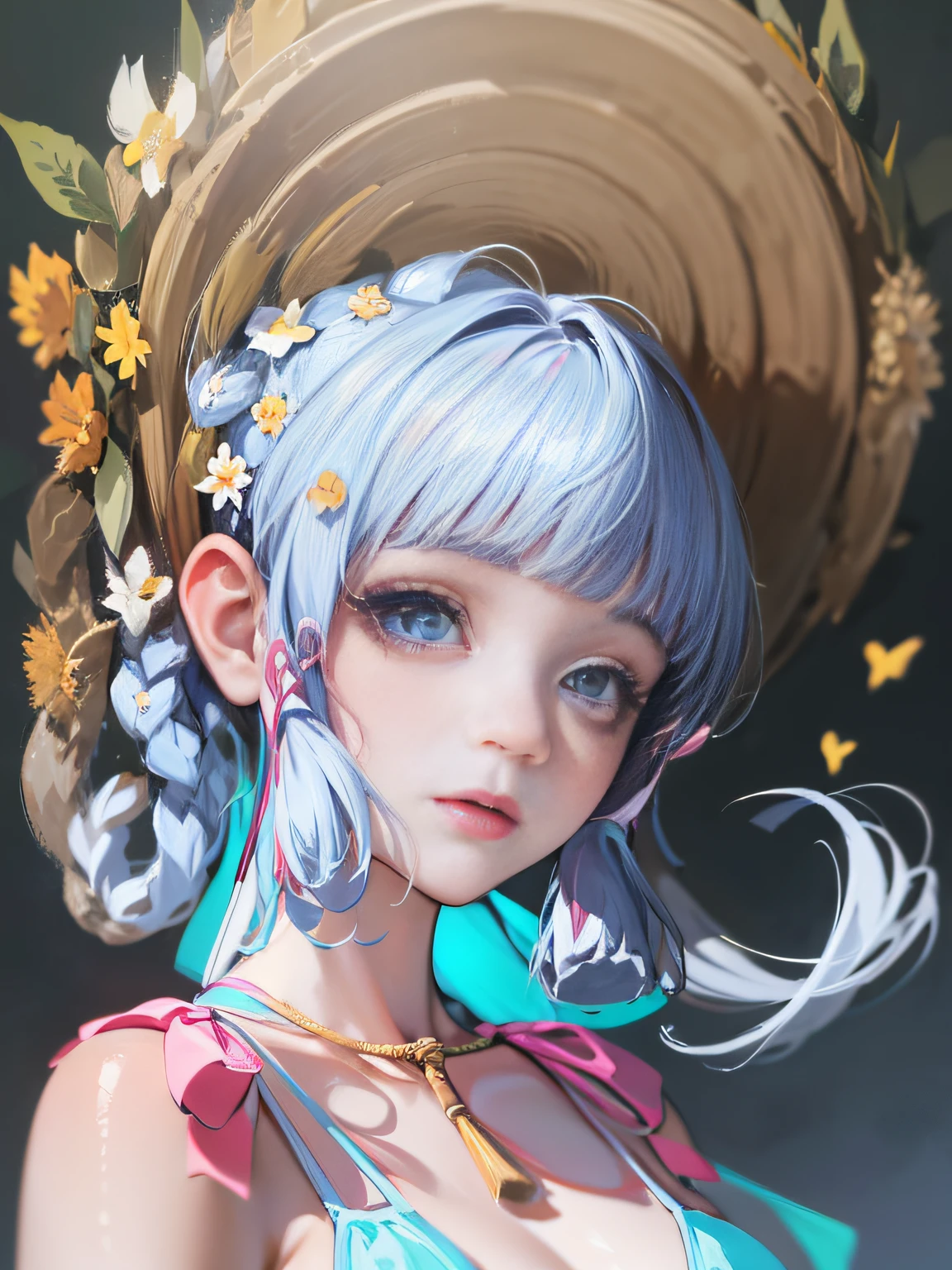 (NSTDA.:1.2), (10, beste-Qualit, master-piece: 1.4), ultra-high resolution, (lifelike, photorealistic portrait: 1.48), 20 age, Cute Girl, (See through the microcolor bikini beetle:1.48), Famous Japanese actors, (hair over one eye:1.3), Blue Eyes, Head tilt, cowboy shot, from the side, looking at the audience, expressionless, Beautiful lake, Zeiss 150mm F/ 2.8 Hasselblad, Whole body, foot, Ultra-Wide Angle