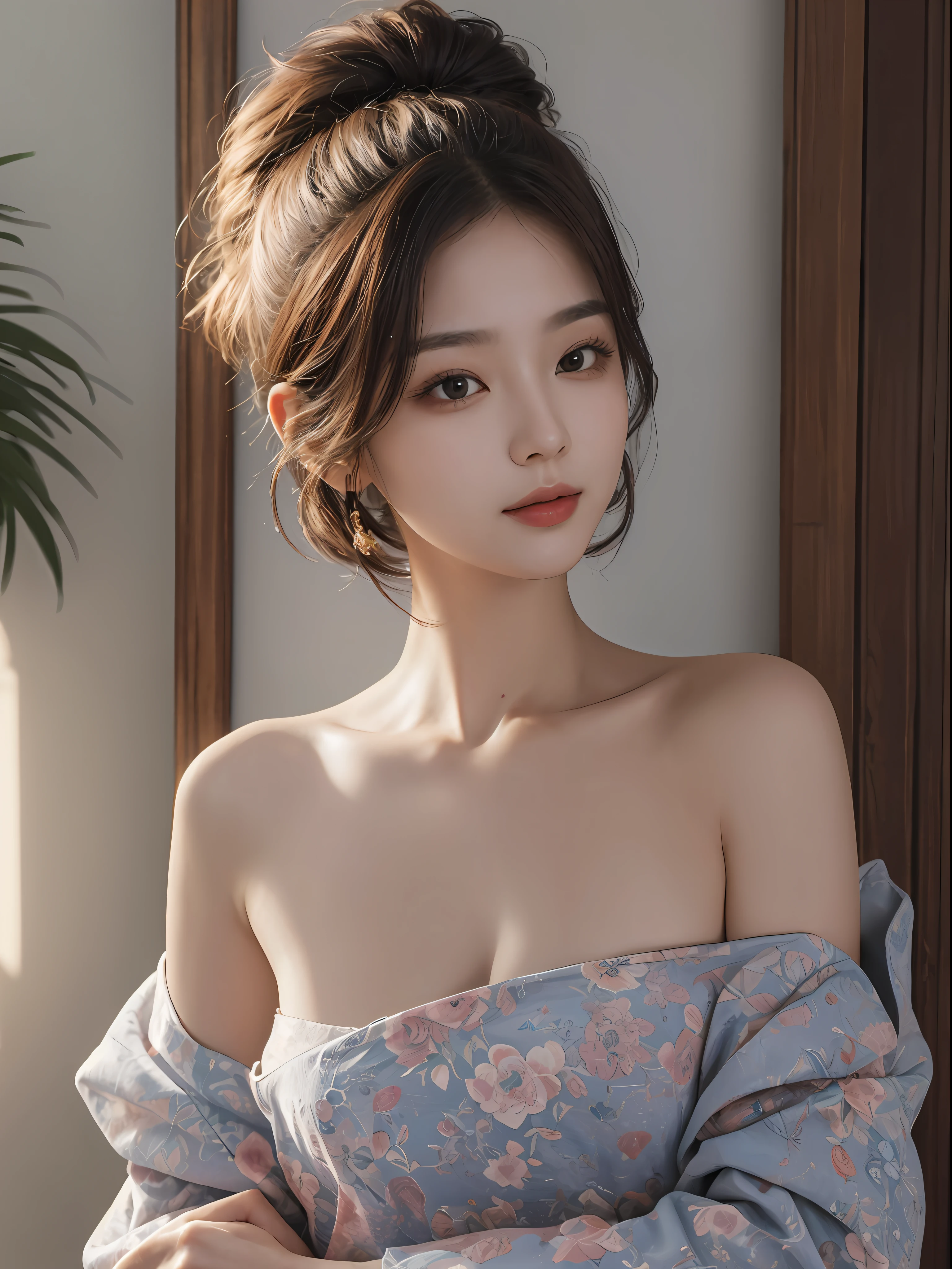 ​masterpiece、The highest image quality、hightquality、Beautuful Women、japanes、Popular Korean Makeup、detaileds、Swollen eyes、A detailed eye、Detailed skin、Beautiful skins、超A high resolution、(Realistis:1.4)、very extremely beautiful、Slightly younger face、Beautiful skins、thin-waist、(A hyper-realistic)、(illustratio)、(hight resolution)、(8K)、(ighly detailed)(The best illustrations)、(beautifully detailed eyes)、(ultra-detailliert)、(wall-paper)、(详细的脸)、looking at the viewers、fine detailed、 A detailed face、pureerosfaceace_v1、a smile、Looking straight ahead、photos realistic、Bright lighting、profetional lighting、Colorful hair color、(((very_short_hair)))、brightly lit room、painterly、picture frame