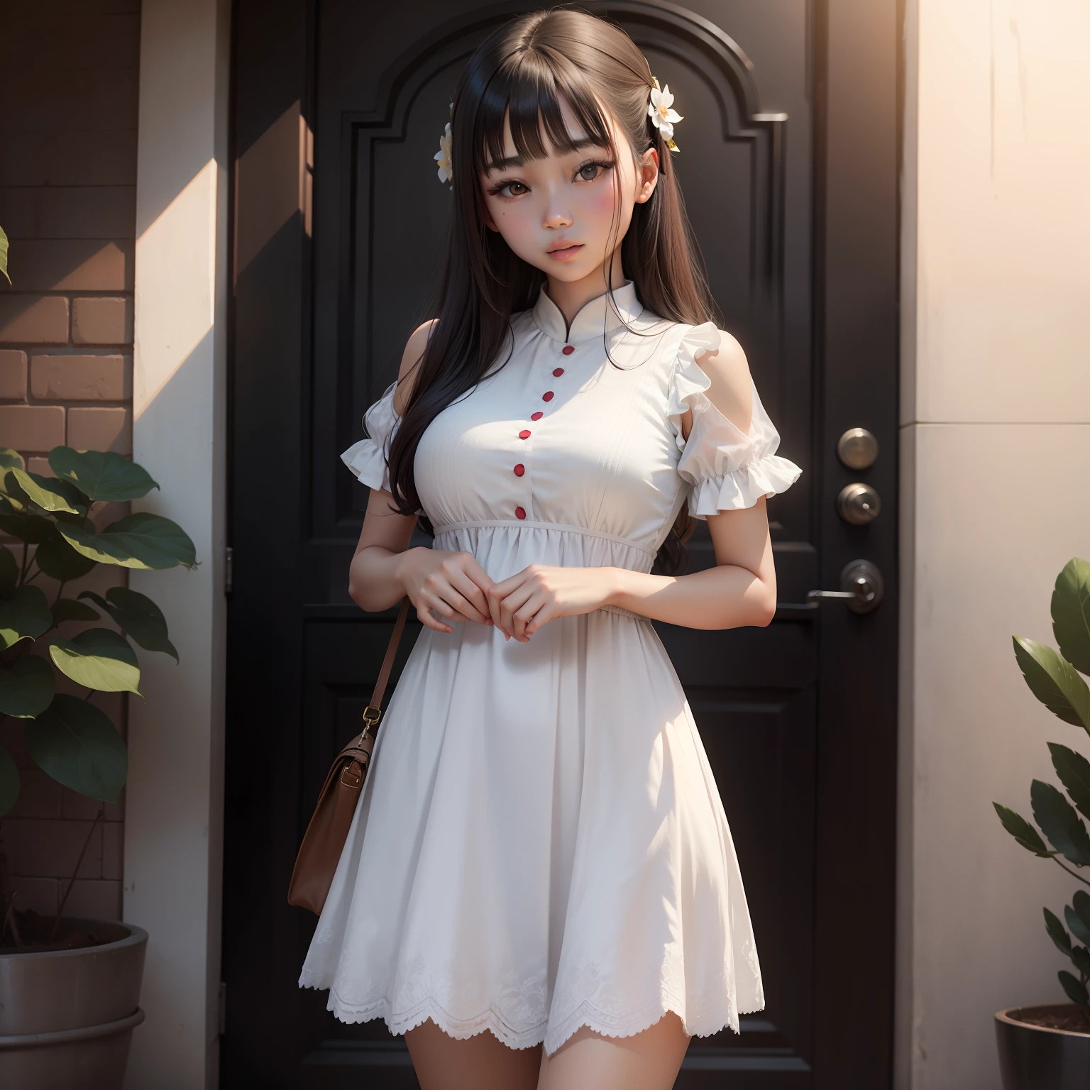 A beautiful asian girl in a dress