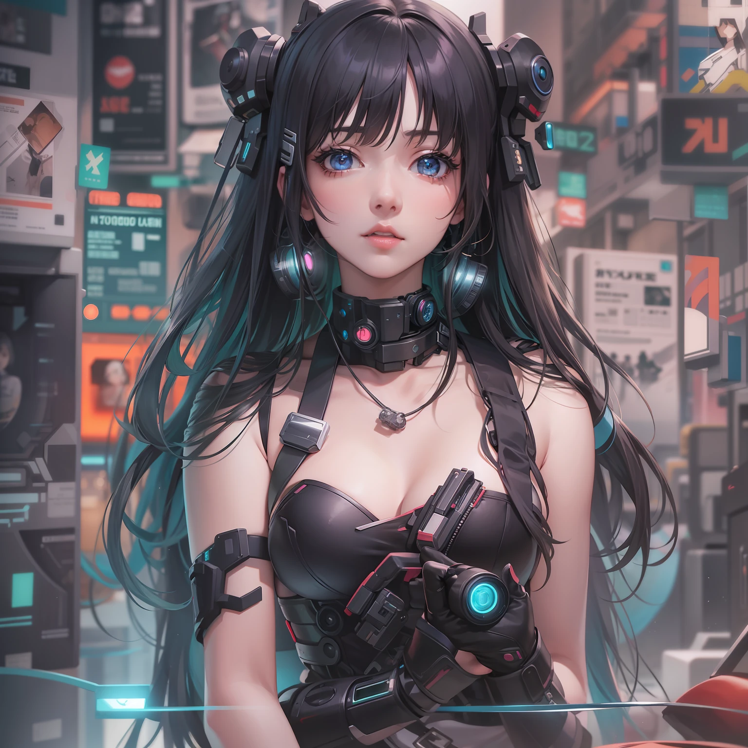 masterpiece、detaileds、Delicate touch、cyberpunked、2080s、animesque、girl with、trending on artstationh、Rachel Walker、