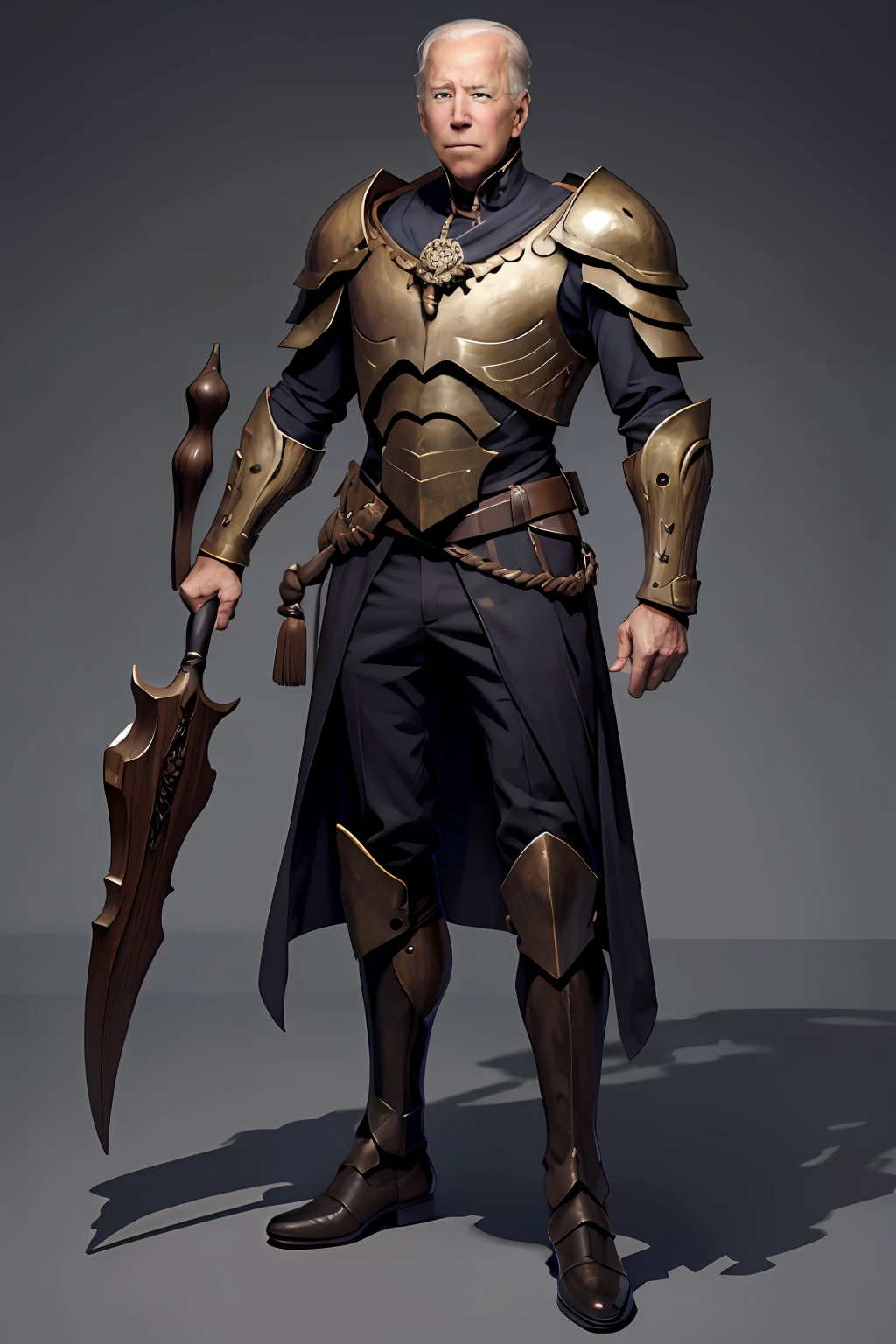 Joe Biden holding a scull, full body view, concept art, 4k