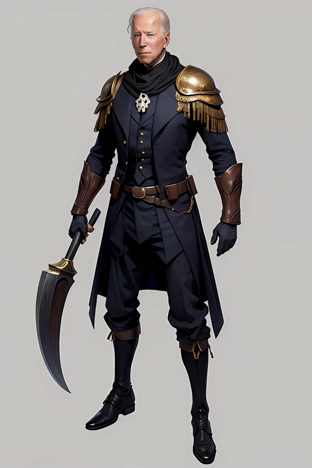 Joe Biden holding a scull, full body view, concept art, 4k