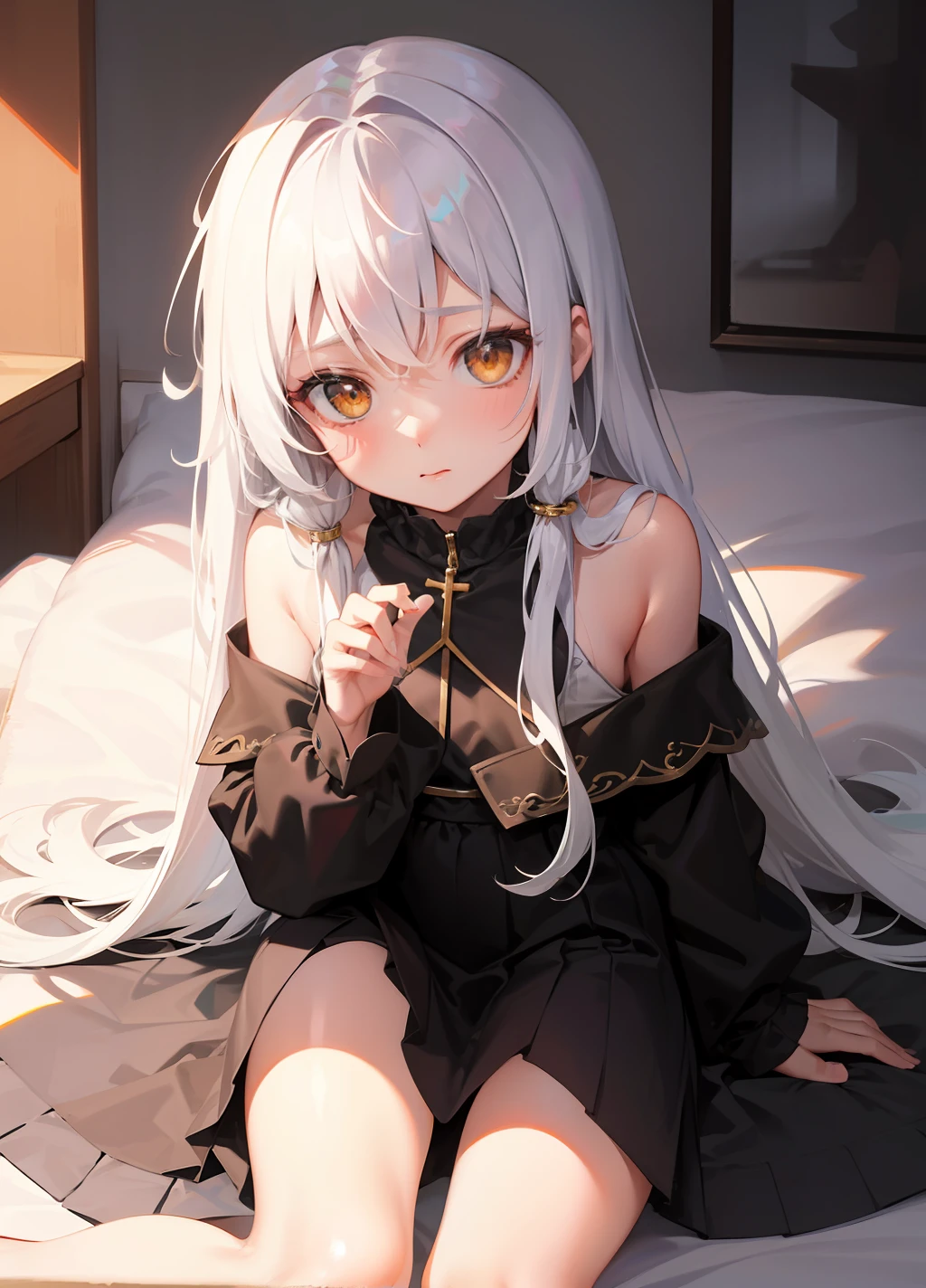 White hair and golden eyes cute li