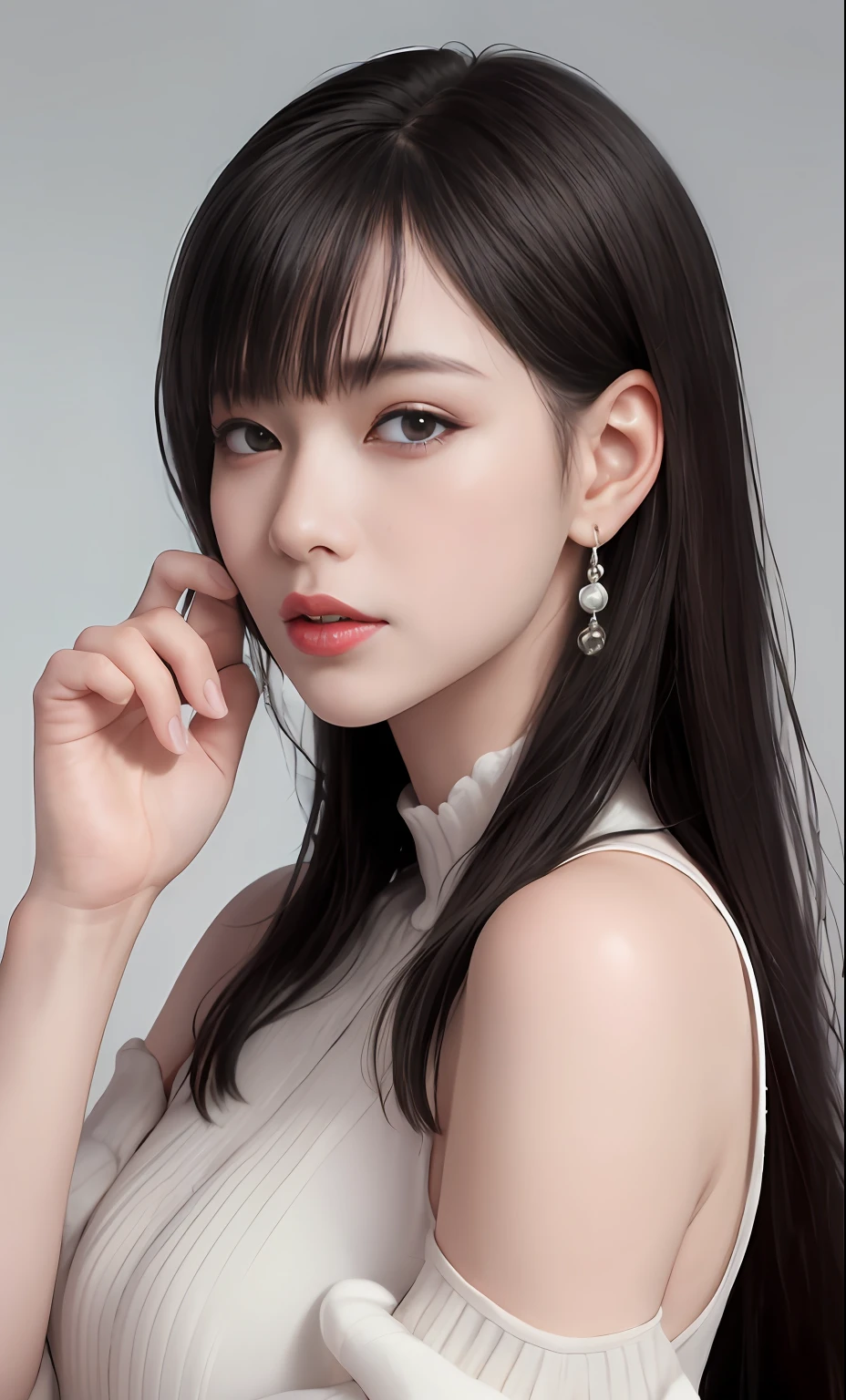 (8k, RAW photo, photorealistic:1.25) ,( Gloss on lips, eyeslashes, gloss face, Glossy glossy skin, best qualtiy, 超高分辨率, depth of fields, color difference, Caustics, Wide light, naturalshadow, Kpop idol) Watch the audience with serenity and goddess-like happiness,Exquisite accessories,Simple clothing