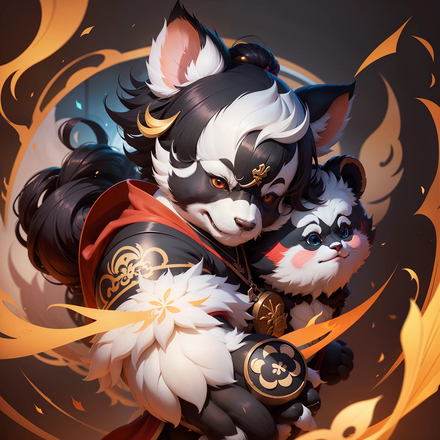 Cartoon panda head, Onmyoji detailed art, onmyoji, character art of maple story, maplestory mouse, onmyoji portrait, inspired by Park Hua, bian lian, zhongli from genshin impact, Official Splash Art, Style dreamy westward journey