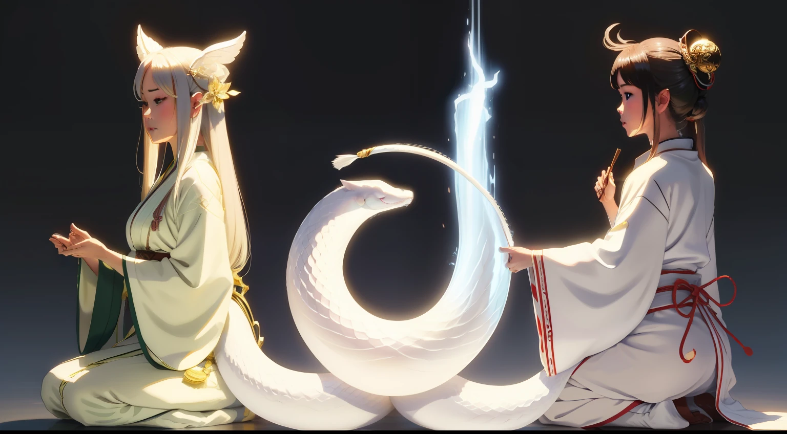 Huge and long、White Snake、bless、Guardian fairies、heian