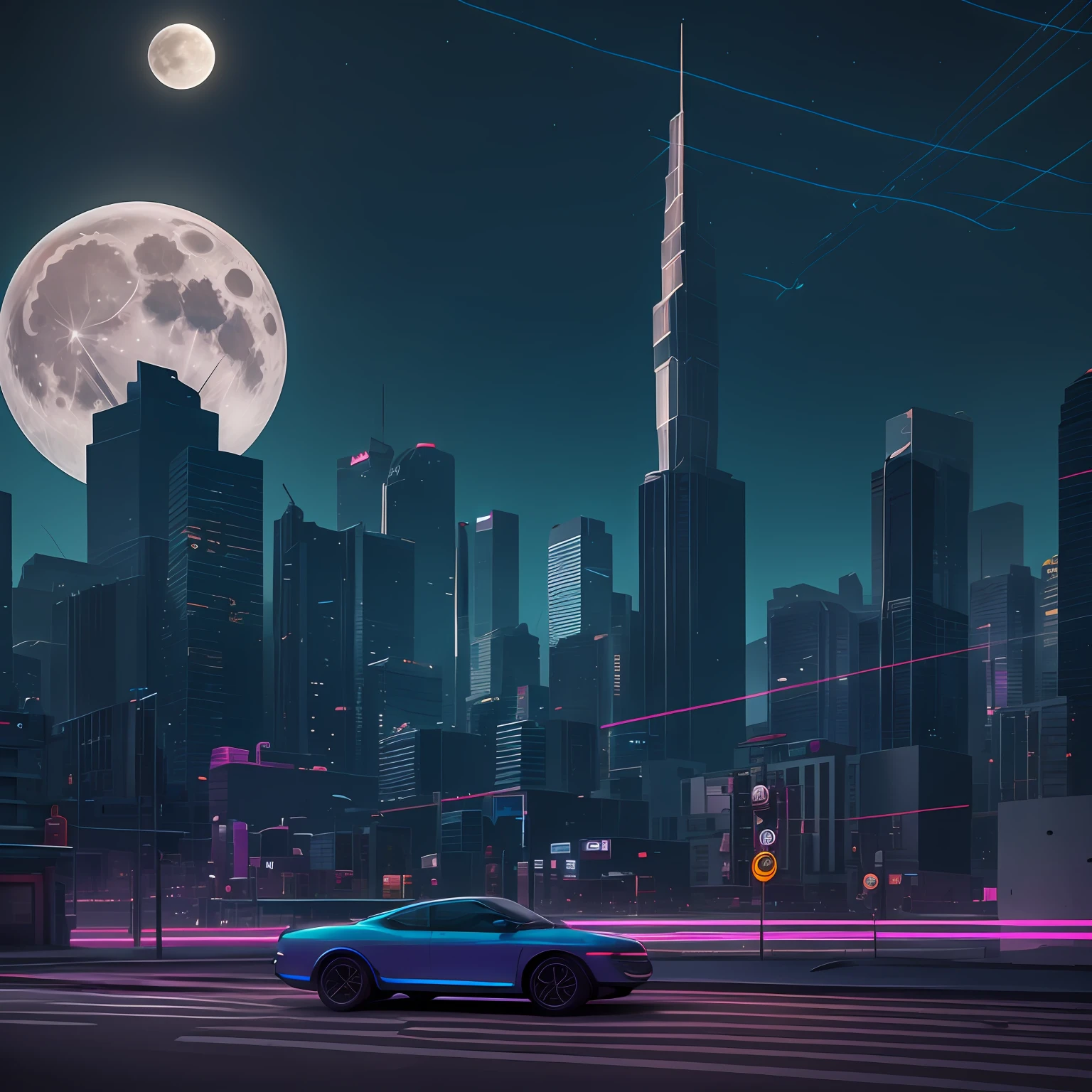 (highly detailed:1.2),(best qualtiy:1.2),(8K:1.0),(EMB-RRF-Low:1.0),Sharp focus,(an award winning photograph:1.2),(subsurfacescattering:1.1),Futuristic city landscape,towering skyscrapers,Neon-lit street,flying cars,Hologram billboard and full moon background,Robert Broomfield,arte 3D,photorealestic,hyper-detailing,dystopian,Artstation trends,cinmatic lighting,Science fiction and fantasy