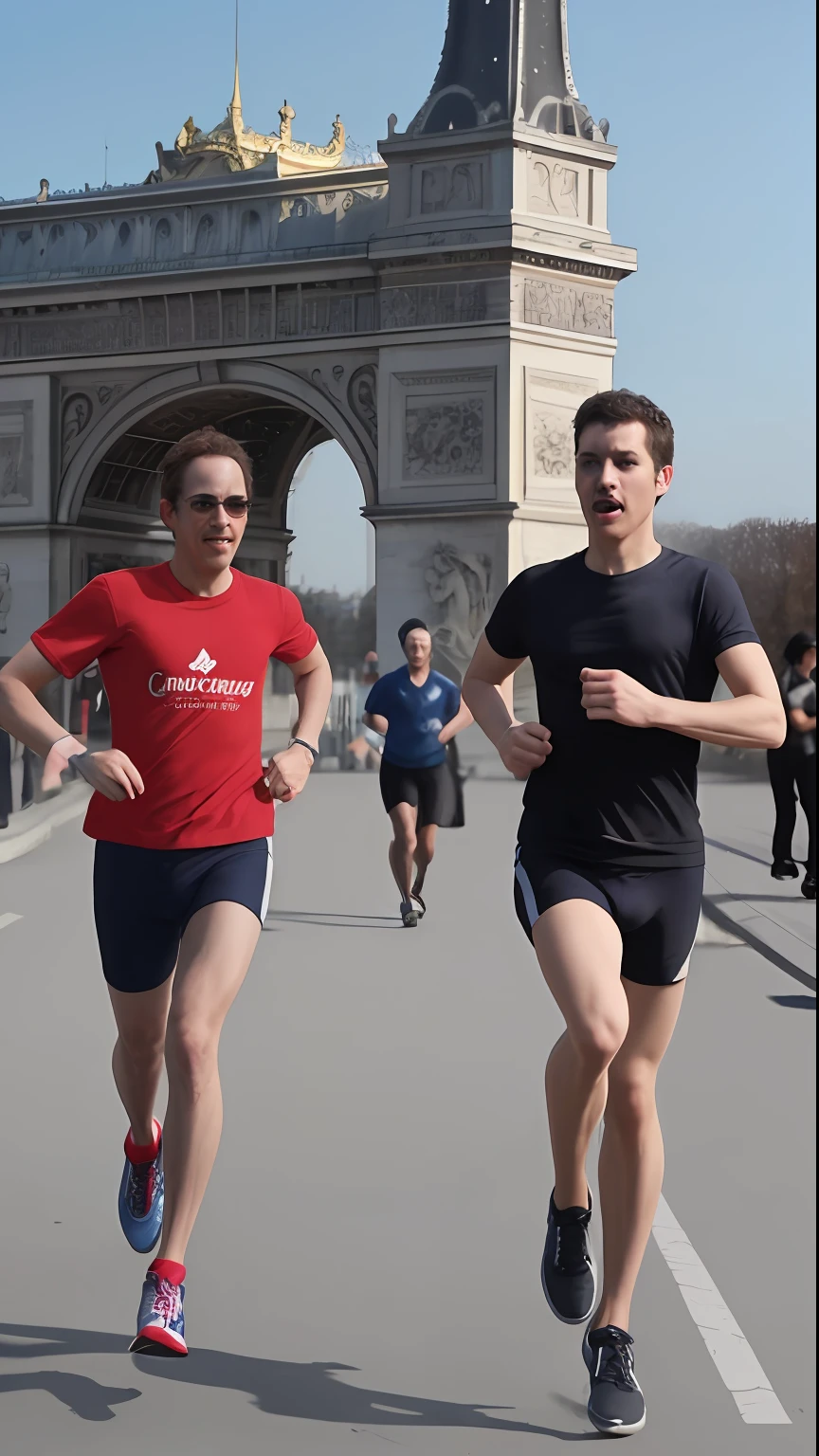 Maratonistas correndo em Paris, cinemactic, 8k, detalhado, highes definition, alta qualidade de imagem,