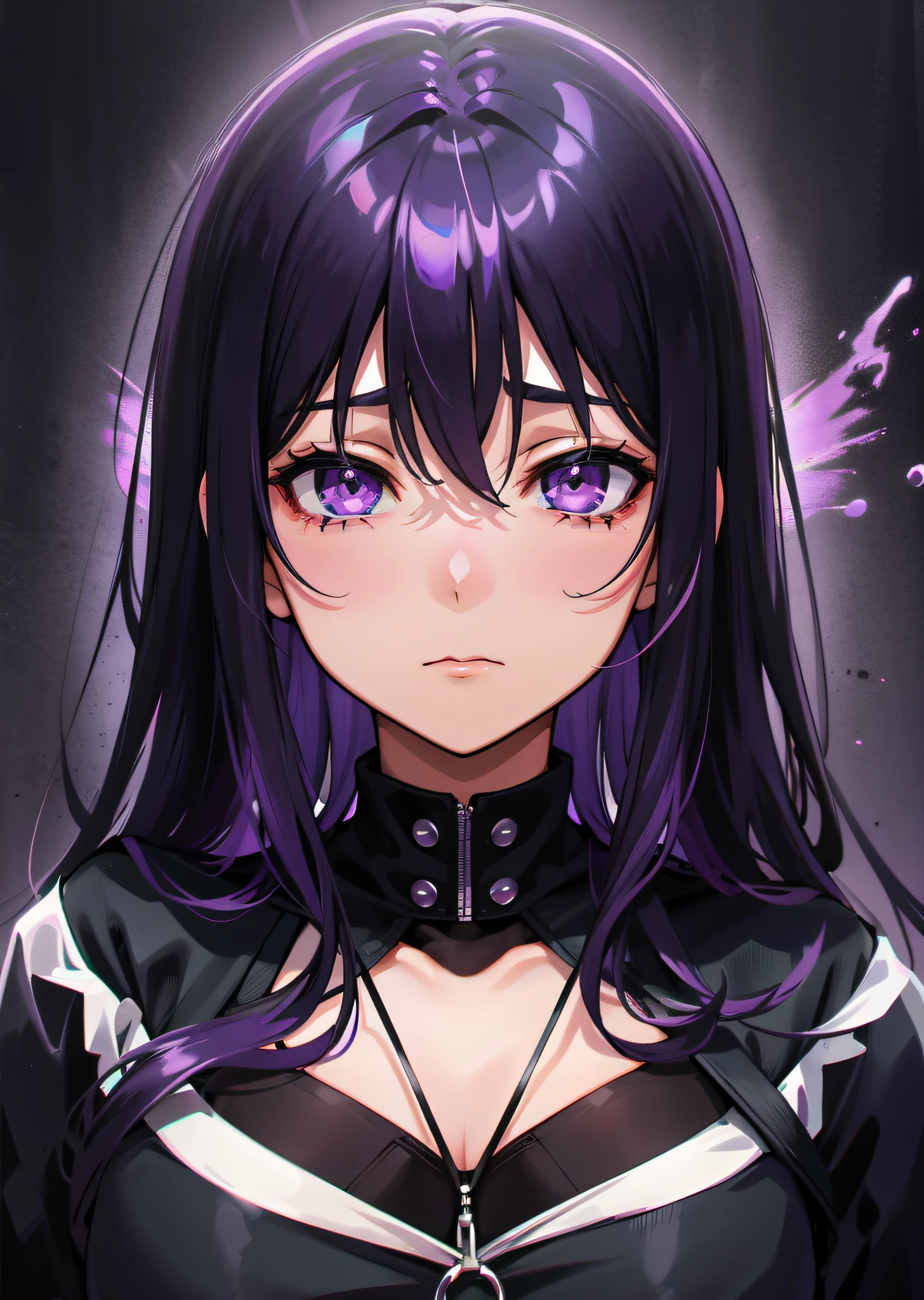 black hair, purplehair, Collapse and cry, Surrealism, 8k, super detail