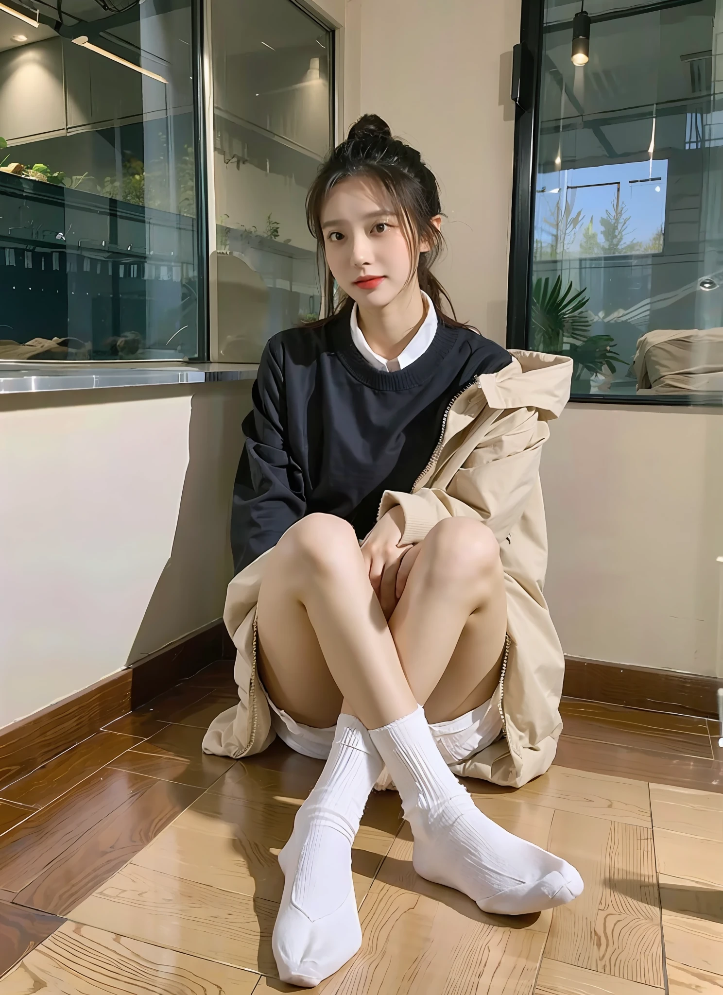 Best quality at best,tmasterpiece,超高分辨率,(realisticlying:1.4),s girl,Juvenile,white short socks