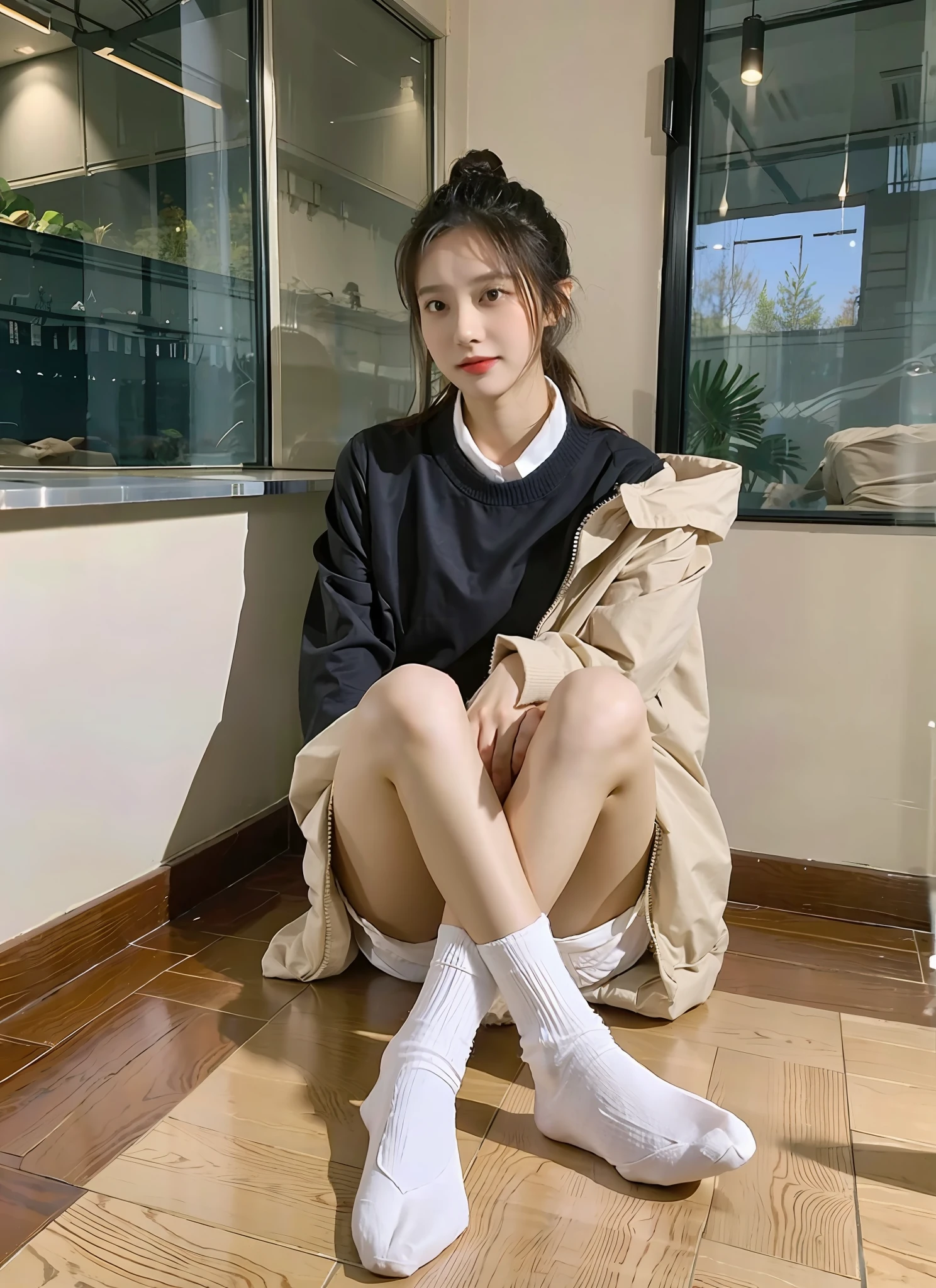 Best quality at best,tmasterpiece,超高分辨率,(realisticlying:1.4),s girl,Juvenile,white short socks