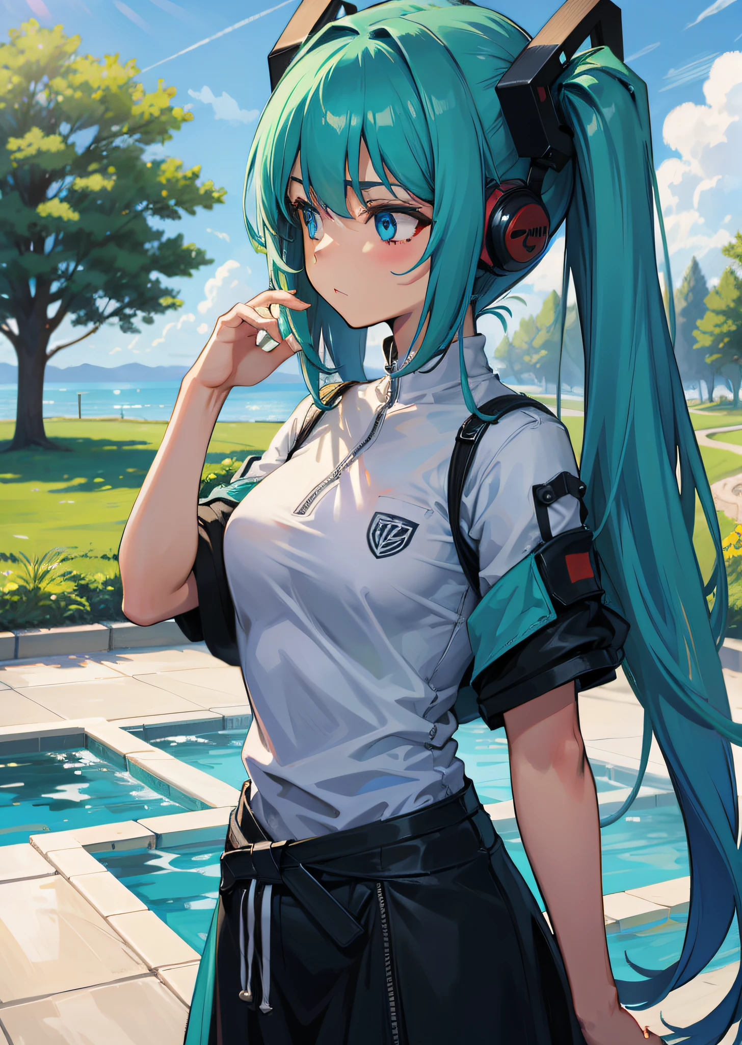 Full body view of the front