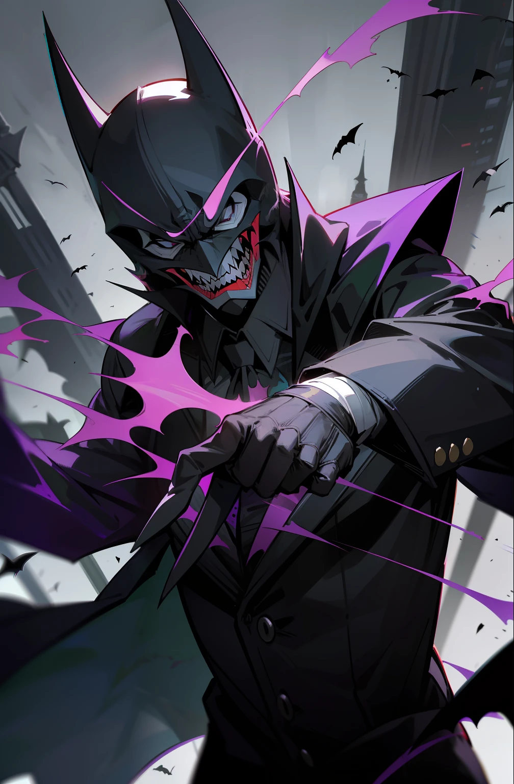 Batman the death joke per person, The Batman Who Laughs, Joker wearing Vader's armor suit, Joker wearing Vader's armor, evil villain grin, In Batman comics, Batman as Joker, Joker as Batman, In comics from Batman, grim, evil smile, evil grin, jason fabok, joker smile, Arkham, in Batman, wicked smile