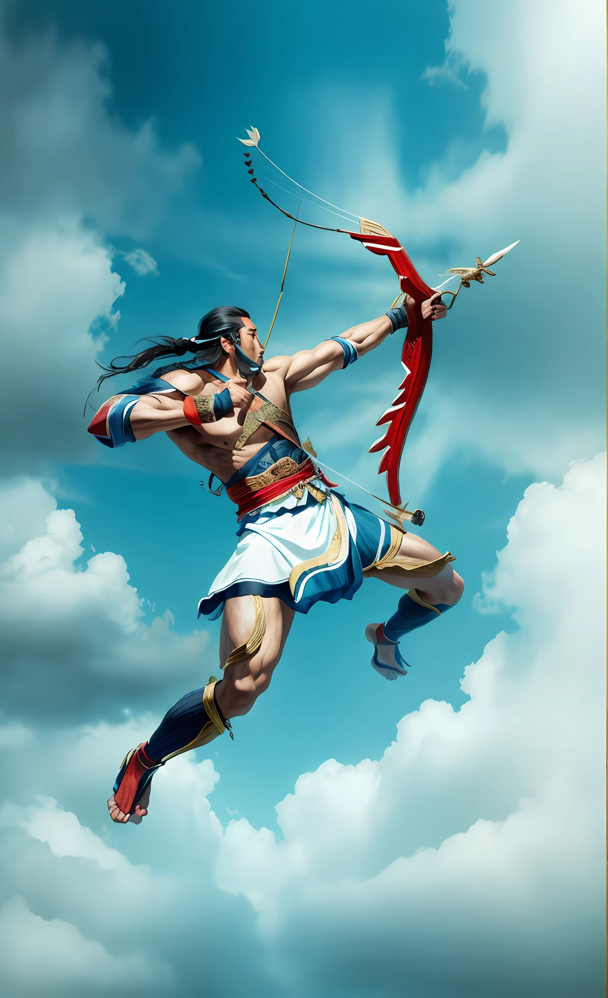 There was a man with a bow and arrows, Chinese ancient mythology, Tribal heroes, Realistic realism