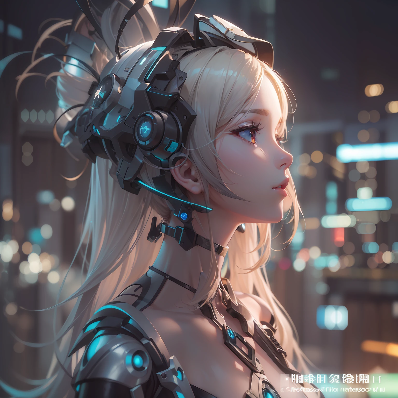 (((masterpiece)))、(((top-quality)))、((ultra-definition))、(High Definition CG Illustration)、((extremely delicate and beautiful))、(From Side)、Cinematic Light、独奏、full body Esbian、cyberpunked、2050s、animesque、girl with、trending on artstationh、Rachel Walker、