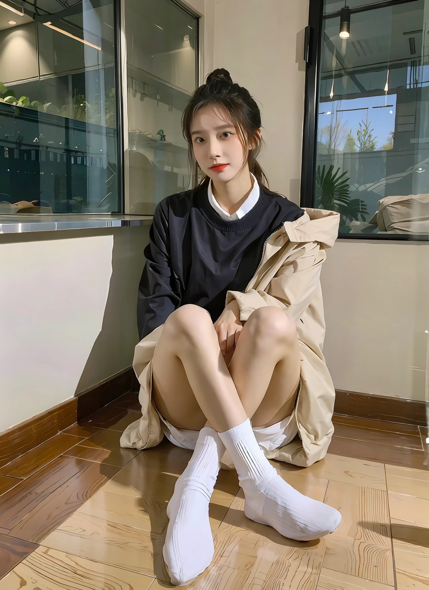 white short socks,Best quality at best,tmasterpiece,超高分辨率,(realisticlying:1.4),s girl,Juvenile