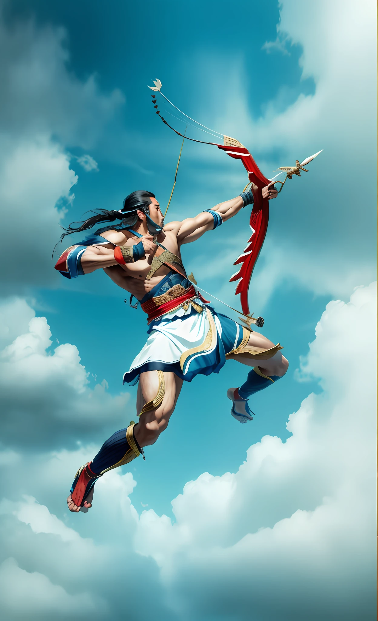 There was a man with a bow and arrows, Chinese ancient mythology, Tribal heroes, Realistic realism