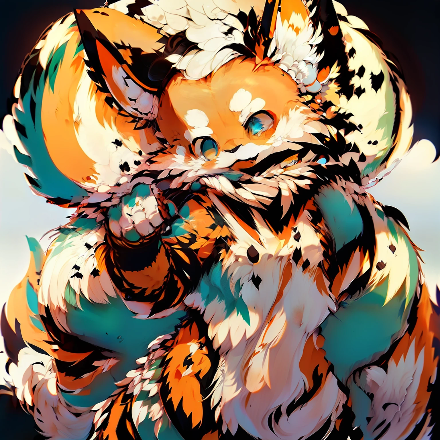 Fury，furry，Hairy all over，Fox lineage，girls，Beast too，Cute style，Whole body make，onbed，Japanese style，Orange skin，Blue eyes，There are also side beasts