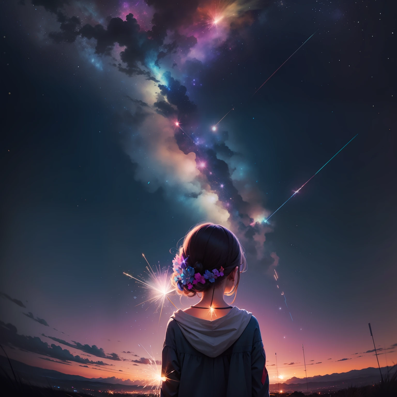Colorful,sparklers,nigh sky