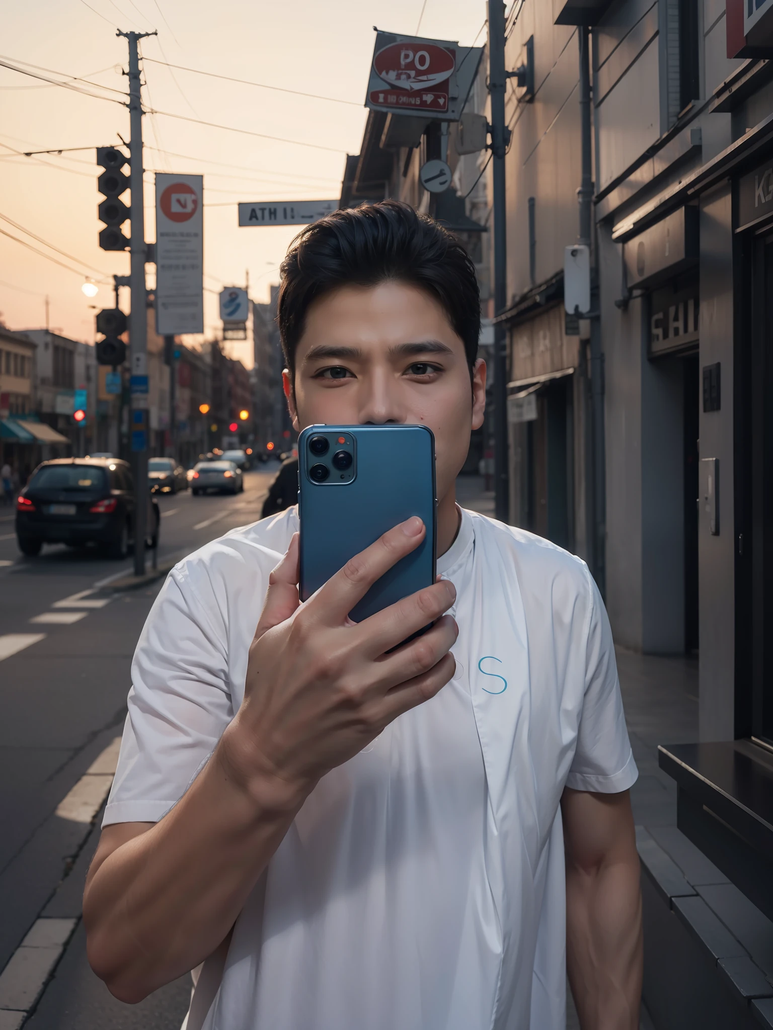 Ultra realistic high resolution 8k, handsome boy, 3D, blue mobile