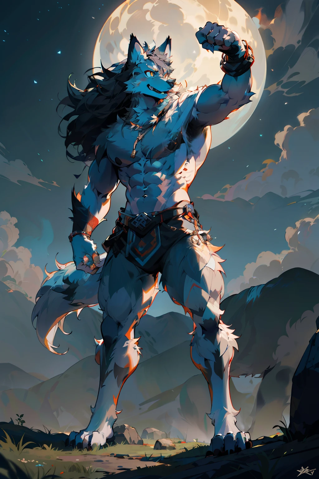 There was a man with a wolf-like body and a sword, muscular werewolf, a minotaur wolf, furry fantasy art, anthropomorphic wolf male, greek myth digital painting, anthro art, anthropomorphic wolf, an anthro wolf, anthropomorphic wolf, Epic fantasy character art, hyper-detailed fantasy character, furry wolf