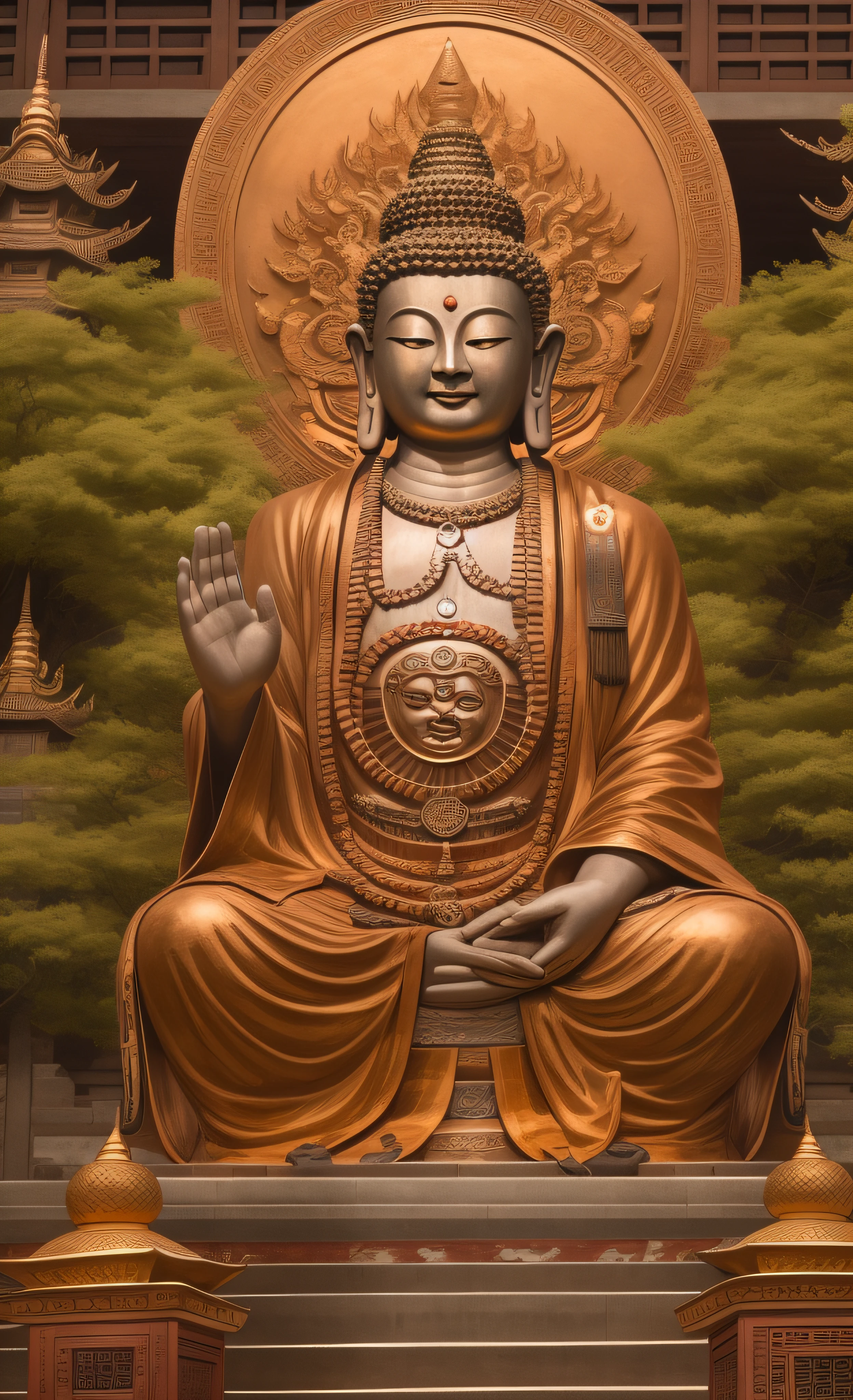 Just draw a person，An old monk with a rosary and a red robe, portrait of monk, facing to audience，Put your hands together in front of your chest，Meditate，Live-life ratio， Dressed in solemn Buddhist robes，tsukasa dokite, masakazu katsura,Giant clay statue of Buddha，Put your hands together in front of your chest， Dressed in a solemn red Buddhist robe，Put your hands together in front of your chest， Dressed in solemn Buddhist robes，Huge temple，In the state of Zen，a massive celestial giant god，buddhist architecture，Spectacular and solemn scene，The stonework，Copper face，Made of red copper，Clear lines，High- sharpness，Real shooting，8K quality。, photograph taken in 2 0 2 0,4096， Buddhism, a massive celestial giant god,Buddha statue of Shakya Rulai,Put your hands together in front of your chest， Dressed in solemn Buddhist robes，floating in a powerful zen state, it is very huge, Buddhist, Ancient Chinese architecture, Mesmerizing and imposing ，photograph taken in 2 0 2 0, The stonework，Copper-colored face，Copper-colored facial skin，Copper-colored facial fullness, peaceful expression，Clear lines，High- sharpness,Realphotos，8K quality，hyper HD ，Do not show your muscles，Do not show your muscles，Do not show your muscles，Do not show your muscles，Blue sky and white clouds on background