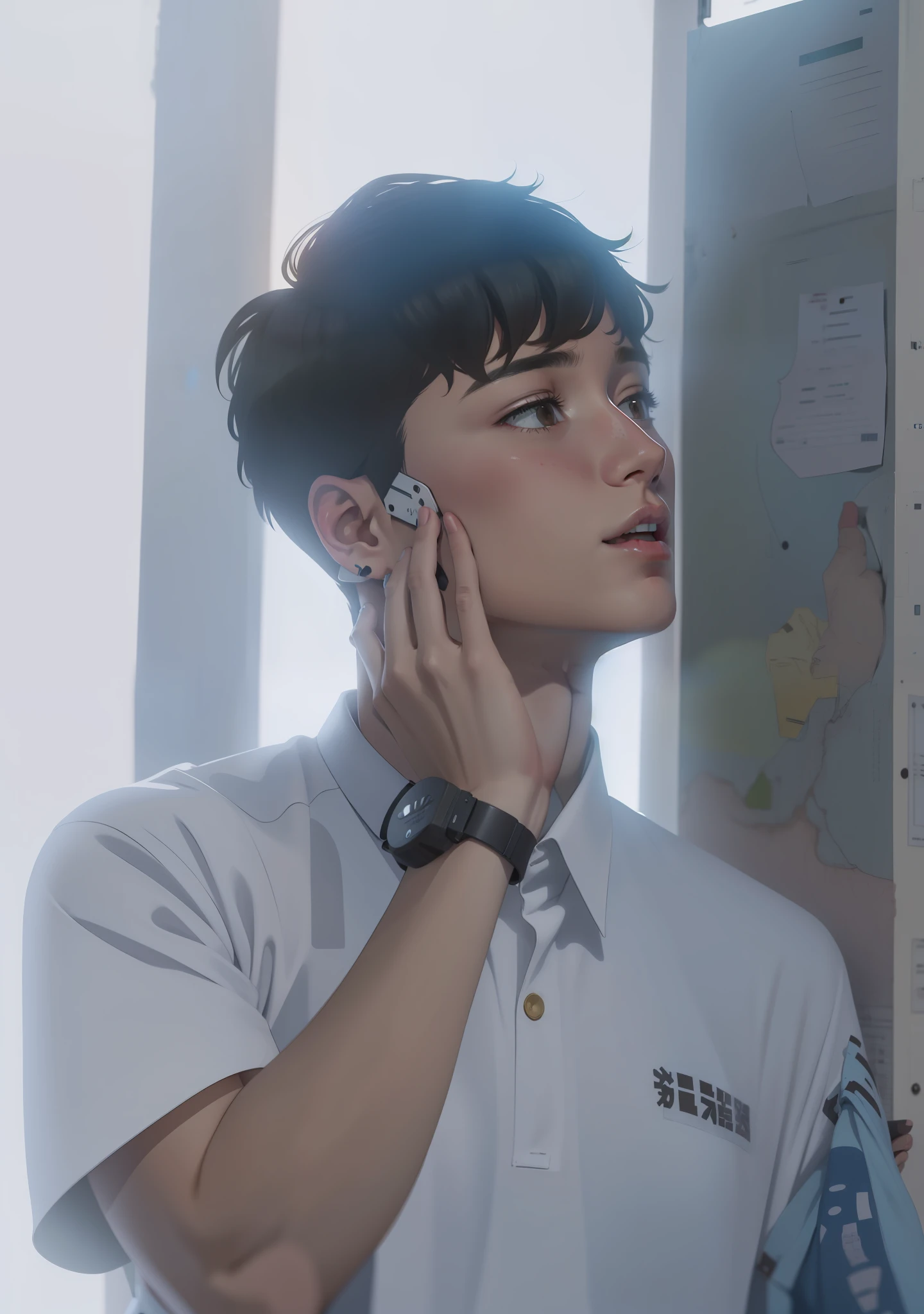 A high school student who covers his ears in the future