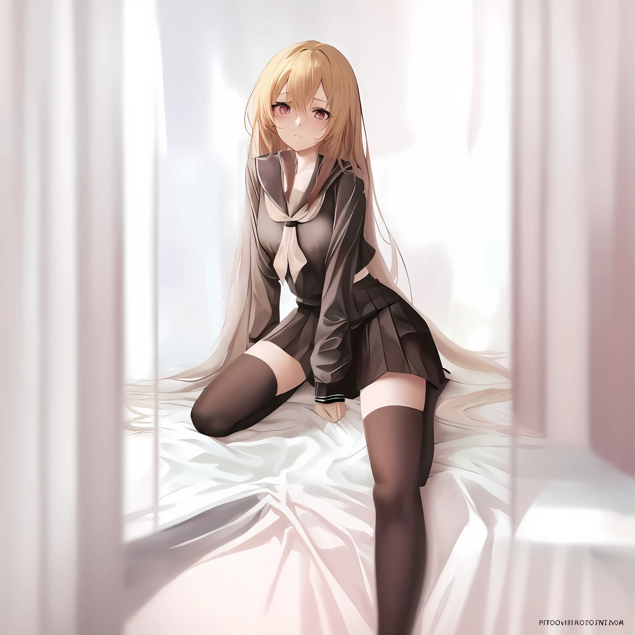 Anime girl sitting on bed in short skirt and black shirt, seductive anime girls, Beautiful Anime High School Girls, Anime girl with long hair, Anime girl wearing black dress, Blonde anime girl with long hair, Anime girl, beautiful anime girl crouching, Beautiful anime girl, attractive anime girls, An anime girl, anime visual of a cute girl