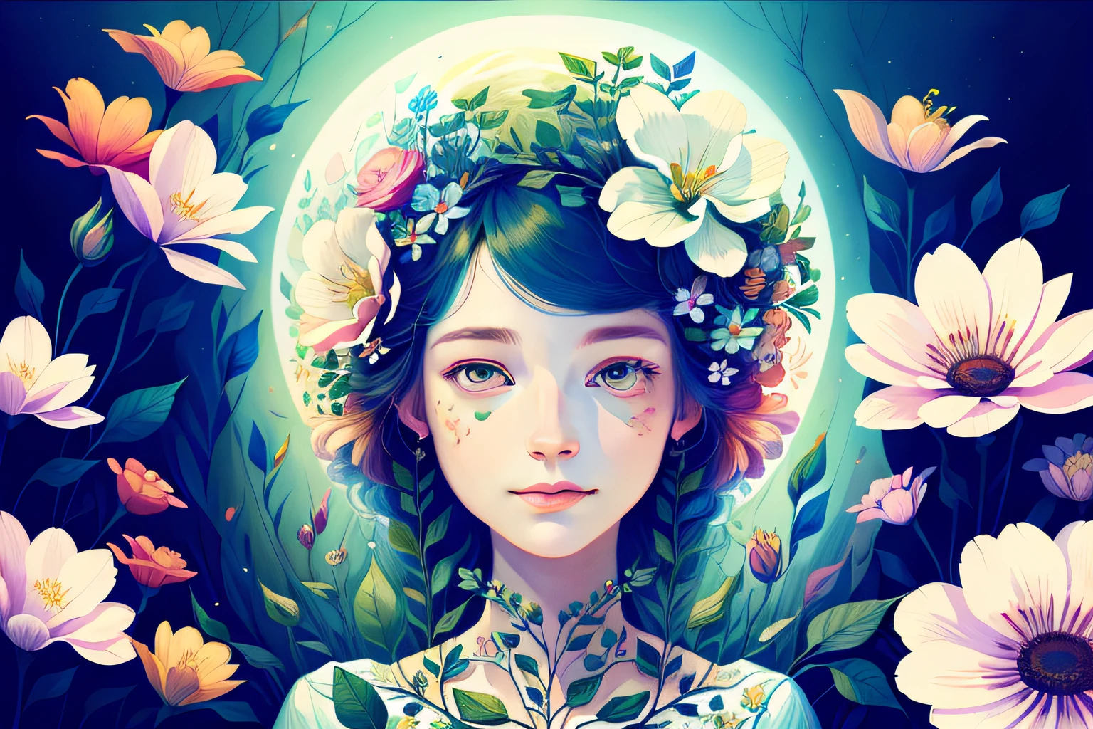 (illustration:1.3) Beautiful earth earth with flowers and plants sprouting spring (by Artist Anna Dittman:1), (((Masterpiece))), (((Best quality))), ((Ultra-detailed)),(Detailed light),((An extremely delicate and beautiful)),