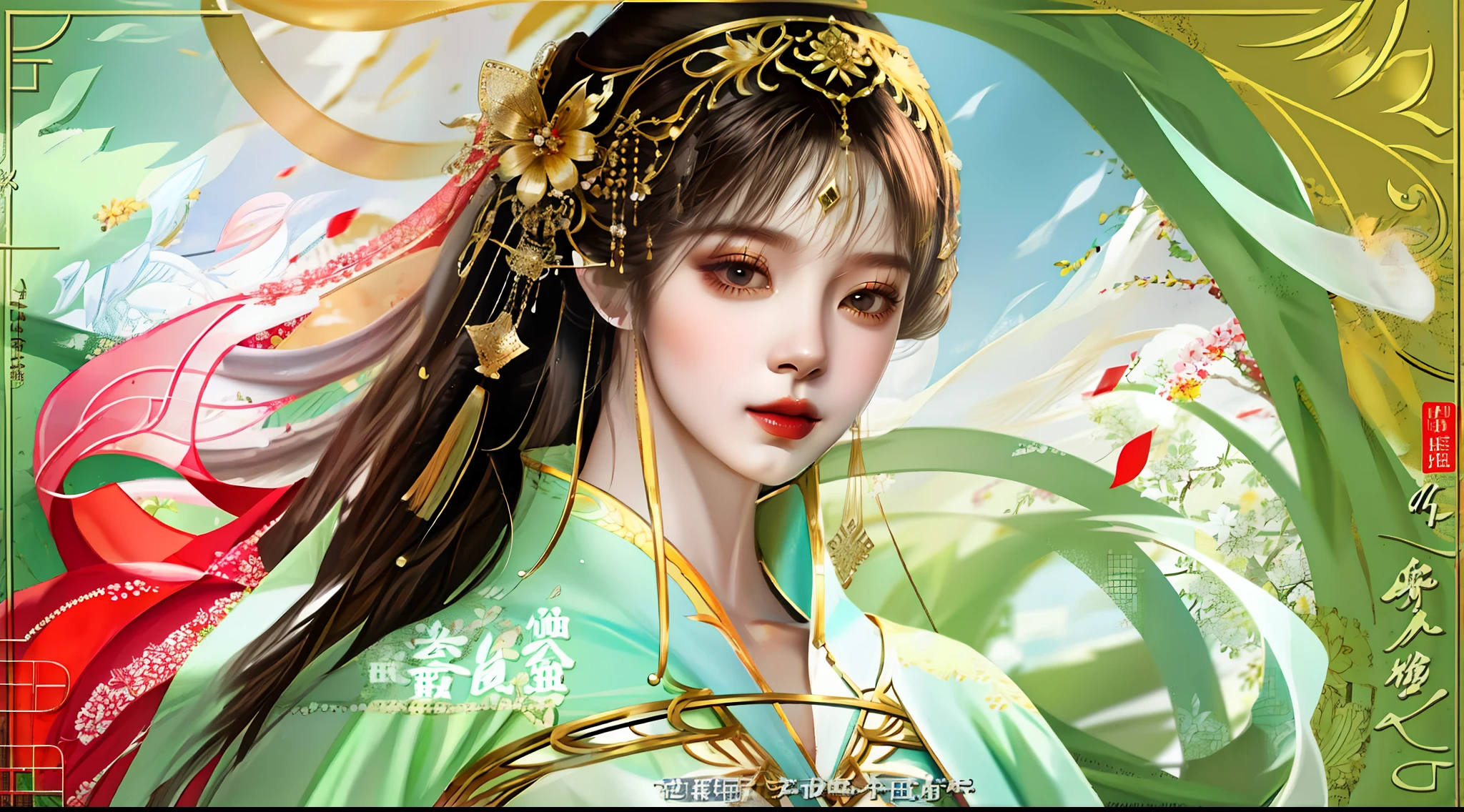 Chinese beautiful woman,Top figure,White skin and beautiful appearance,Hanfu,quadratic element