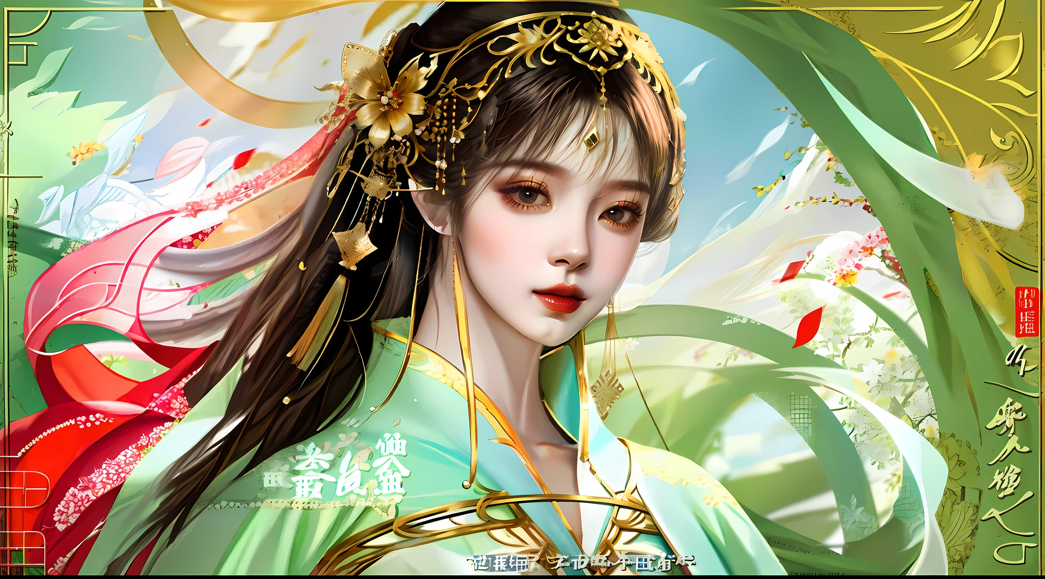 Chinese beautiful woman，Top figure，White skin and beautiful appearance，Hanfu，quadratic element