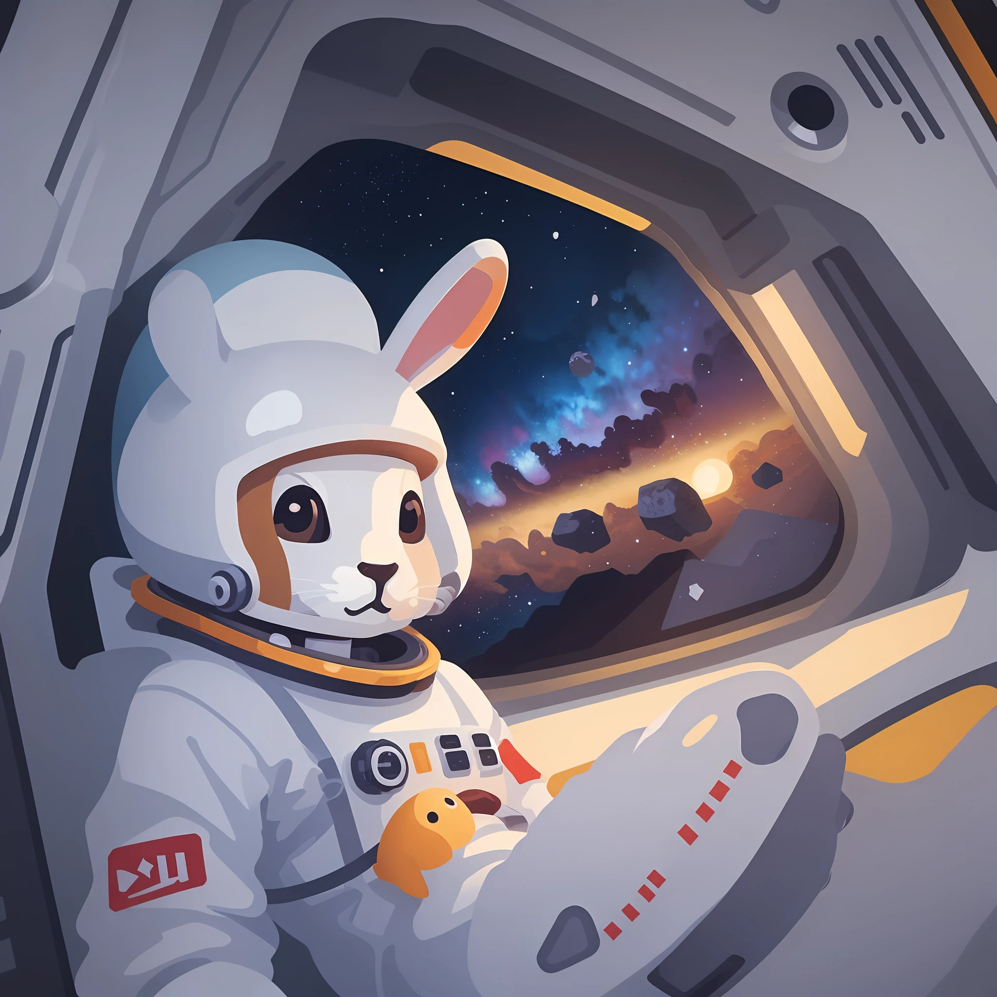 Cute astronaut bunny