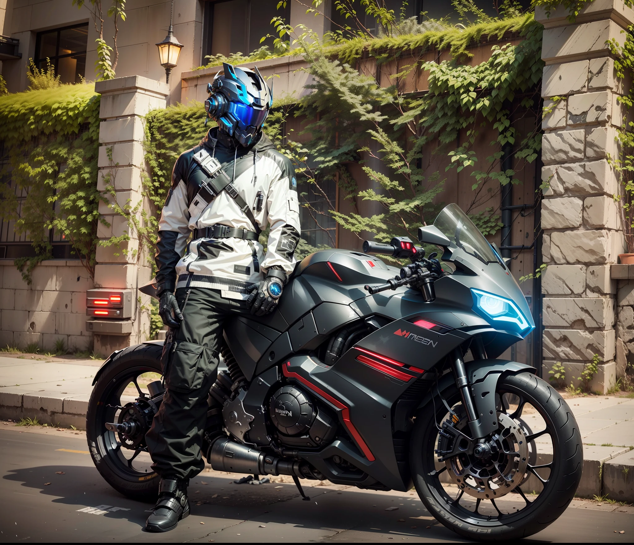 Handsome cyberpunk mech warrior,Black cyberpunk mech costume,High-tech black full enveloping helmet,Biomechanicals, MSHN Robot Man,High-tech helmet,hyper realisitc, Steel, Complex design, insanely details, finely detailled, Extremely clear lines, cinmatic lighting, photograph realistic, A detailed masterpiece
