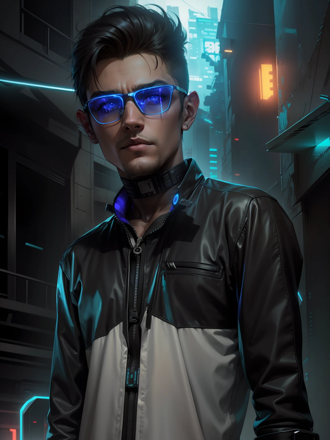 Change background cyberpunk handsome boy, realistic face