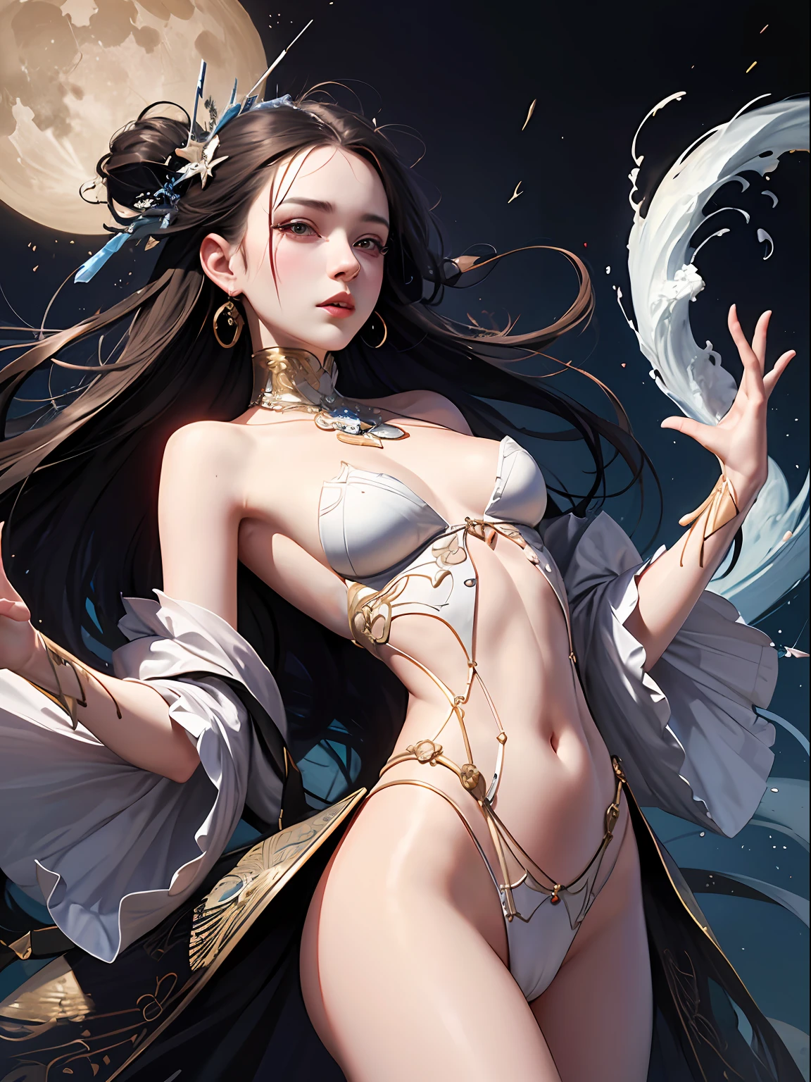 offcial art,统一 8k 壁纸,ultra - detailed,Beauty and aesthetics,tmasterpiece,best qualtiy,(zentangle,datura,Tangles,entangled),(s fractal art:1.3),1girl,The is very detailed,dynamic angle,cowboyshot,The most beautiful form of chaos,Elegant,Fauvist design,vivd colour,romanticism lain,James Jean,Robbie Devi Antono,ross tran,Francis Bacon,Michal Mraz,adrian ghenie,petra cortright,Gerhard Richter,Takato Yamamoto,Ashley Wood,Atmospheric,A note of ecstasy,streaming musical notes visible,Exposed genitals,Exposed breasts