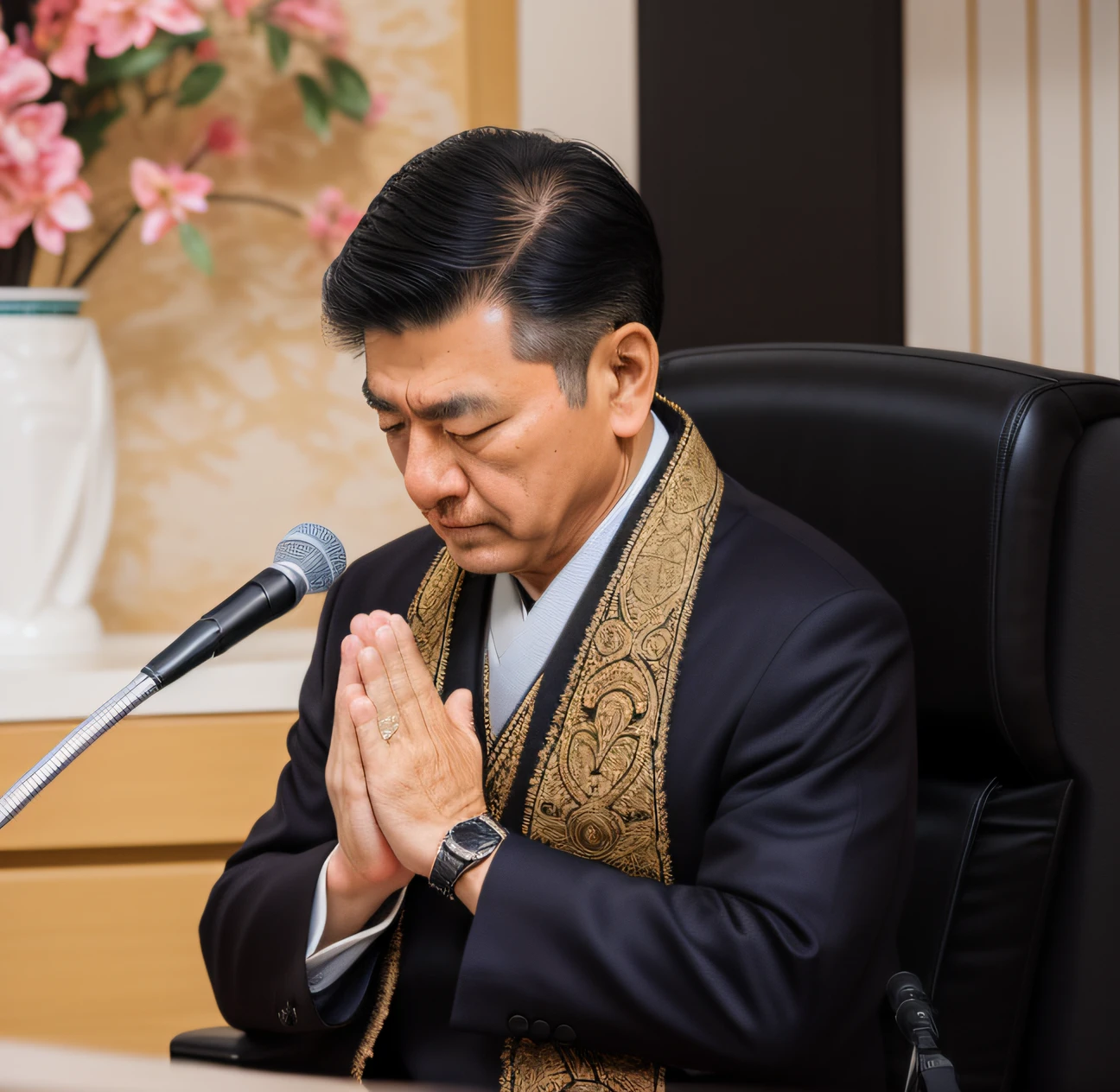 8k、RAW Photography、((detaileds:1.4))、portlate、top-quality、超A high resolution、Photorealsitic、Japan Man Praying