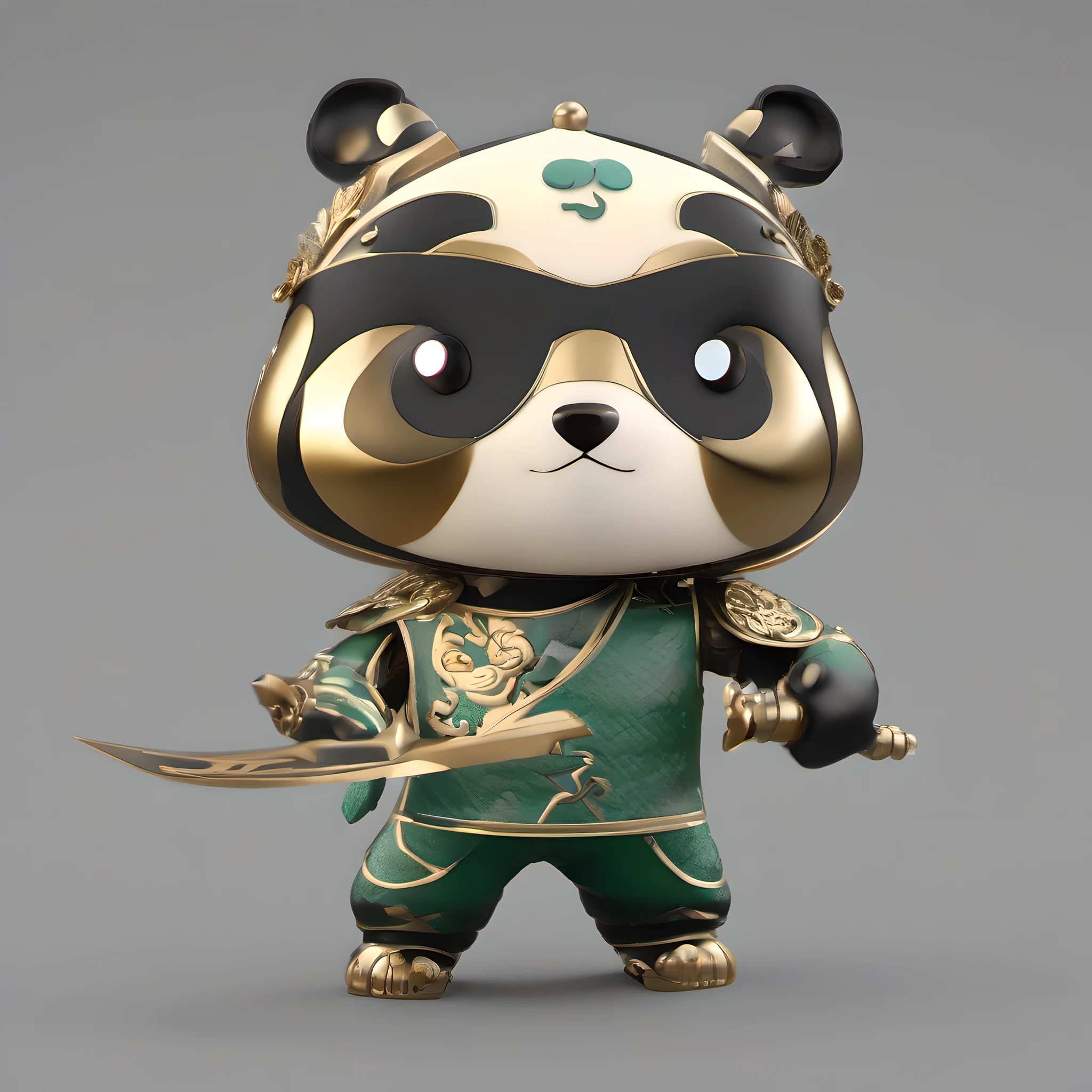 full bodyesbian，tmasterpiece， best qualtiy， Award-Awarded， high high quality， super detailing， high detal， textureskin， ccurate， UHD， anatomy correct， ULL body， tchibi， frontage， fashion toys， Bubble room style， A panda in ancient Chinese mythology who can perform martial arts， Black and white color scheme， Kung Fu Panda， Chivalrous Panda dark green bamboo， Fashionab， cruel， Models， a blind box toy， IP， pop bazaar， Shiny material，The sheen，simple premium color scheme， White clean background， 3D，octanerender，best qualtiy，C4D，OC effect。Pinterest， super detailing