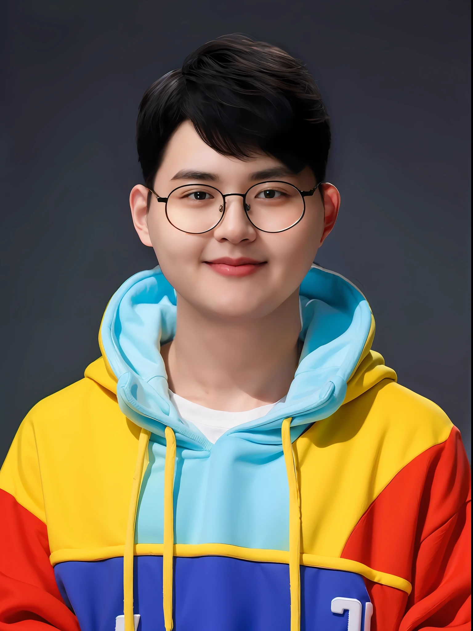 Chinese male high school student,Wear colorful casual sweatshirts,wearing hat,