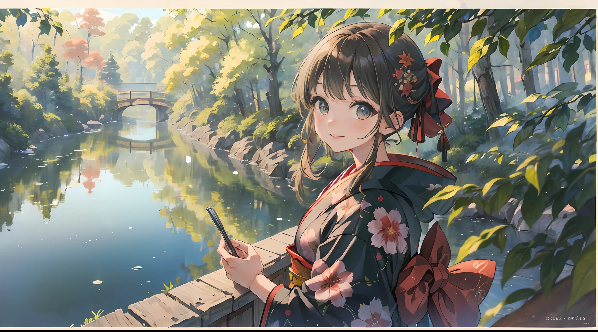 masterpiece, highres, best quality, 1girl solo, kamisato_ayaka, smile, kimono --auto