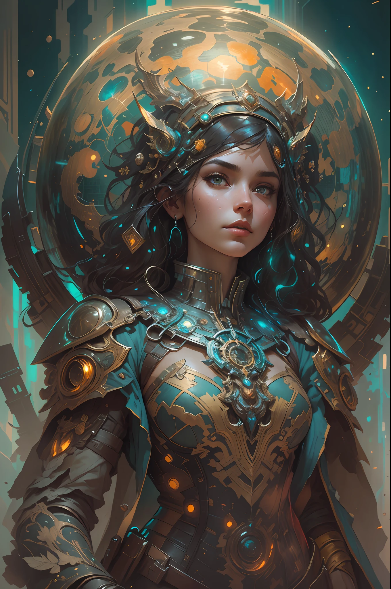 Portrait of a girl standing on a marvelous stone, standing gitl:1.2, (Low contrast ), colorfantasystyle, Oil painting on matte canvas, sharp detailed, the expanse scifi spacescape ceres colony, Intricate, Highly detailed, Digital painting, plethora of colors, smooth, Sharp focus, illustration, Unreal Engine 5, 8K, art by artgerm and greg rutkowski and alphonse mucha , art by midjourney