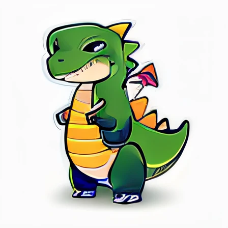 With cute little dragons, Simple cartoon style,fat dragon, anthropomorphic dragon,