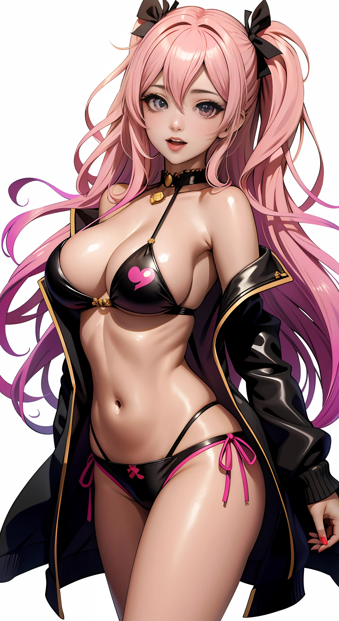 Chica de anime con grandes abucheos y orejas de gato sosteniendo un cuchillo, de una sola pieza, Haruno Sakura, seductora chica de anime, Artgerm extremadamente detallado, Cudesexyrobutts, commission for high resolution, OPPAI, pechos grandes!, Primer plano de cuerpo completo, Marin Kitagawa Fanart, Junko Enoshima, escote, Giroscopio Zeppeli