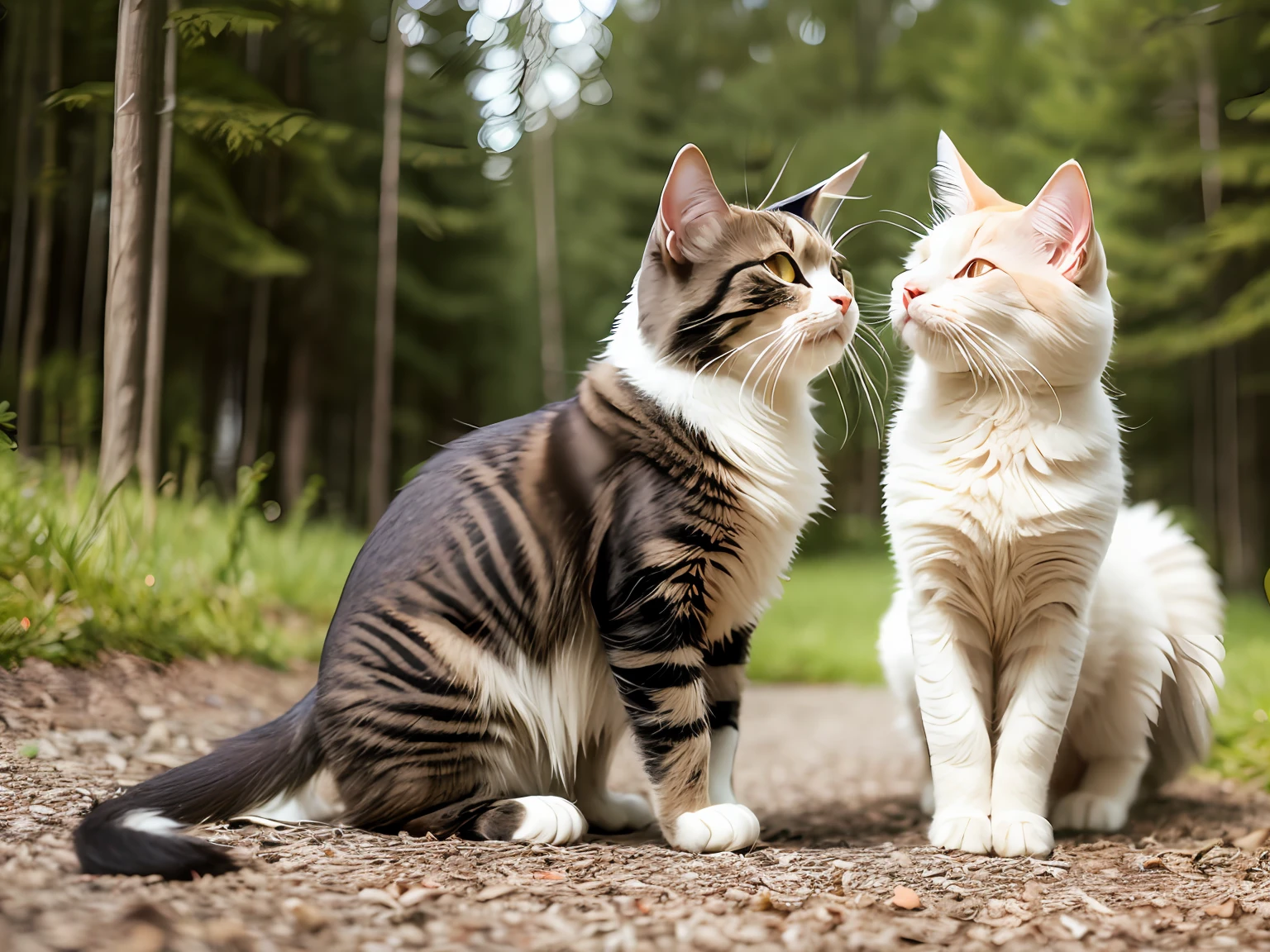 Norwegian forest cat playing