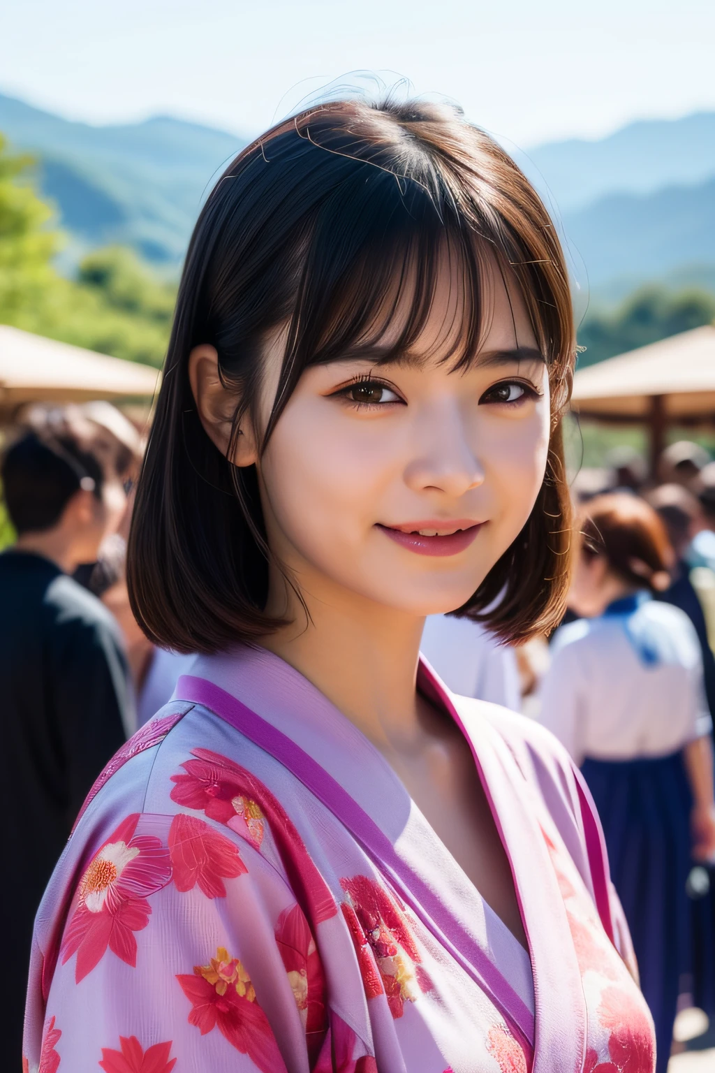 Close up photo of a girl、Black hair、、Hot spring in the background、Natural hot springs
Highest Quality、realisitic、Photorealsitic、(intricate detailes:1.2)、(delicate detail)、(ciinematic light、best quality backlight)、Clear Line、foco nítido、Lifelike face、Detailed face
Unity 8K Wallpapers、超A high resolution、(Photorealsitic:1.4)、looking at the viewers、full body Esbian、matsuri、In the street、(Japan floral yukata)