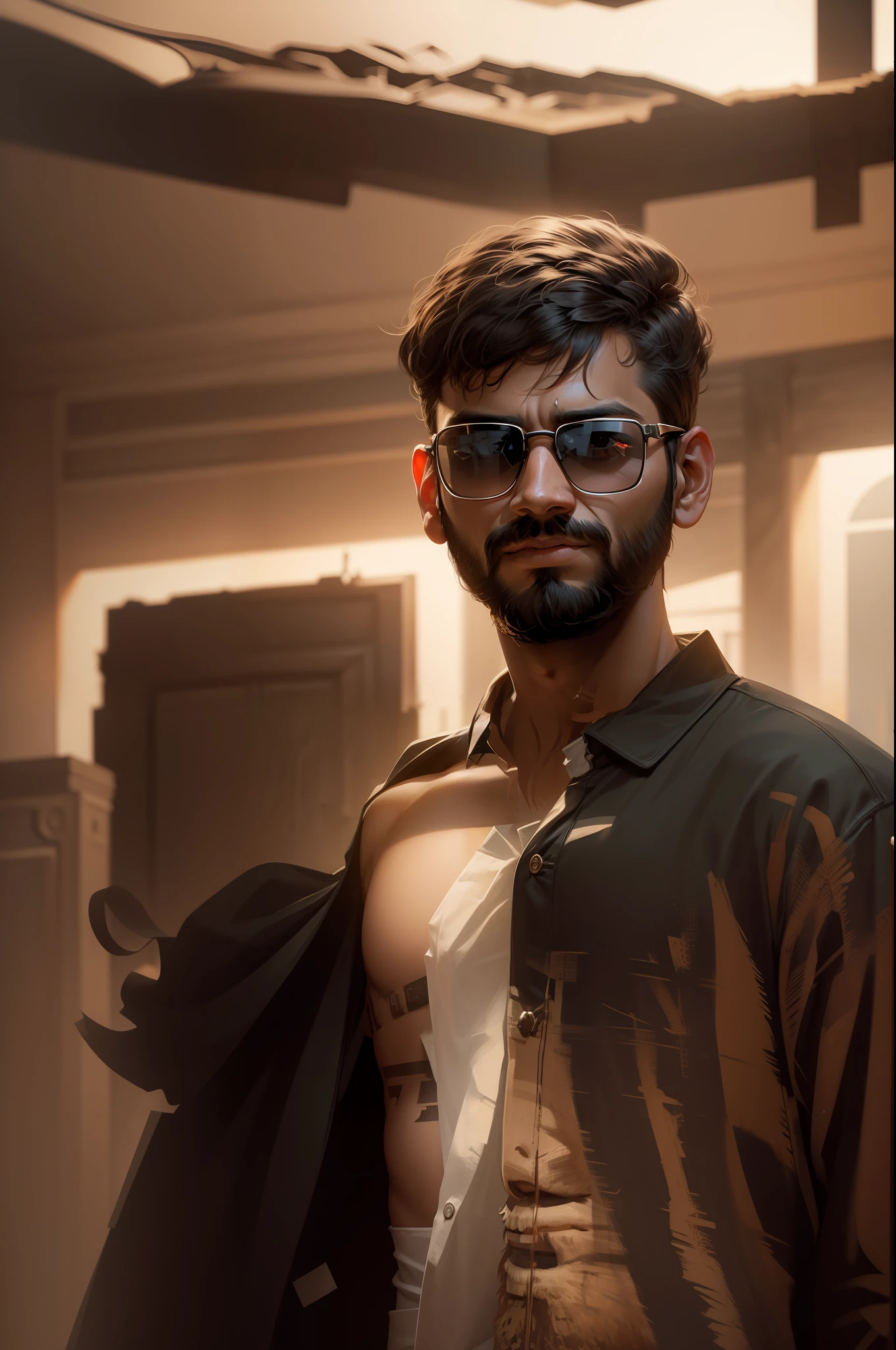 Change background kgf, dark tone, 8k , no change face an beard .