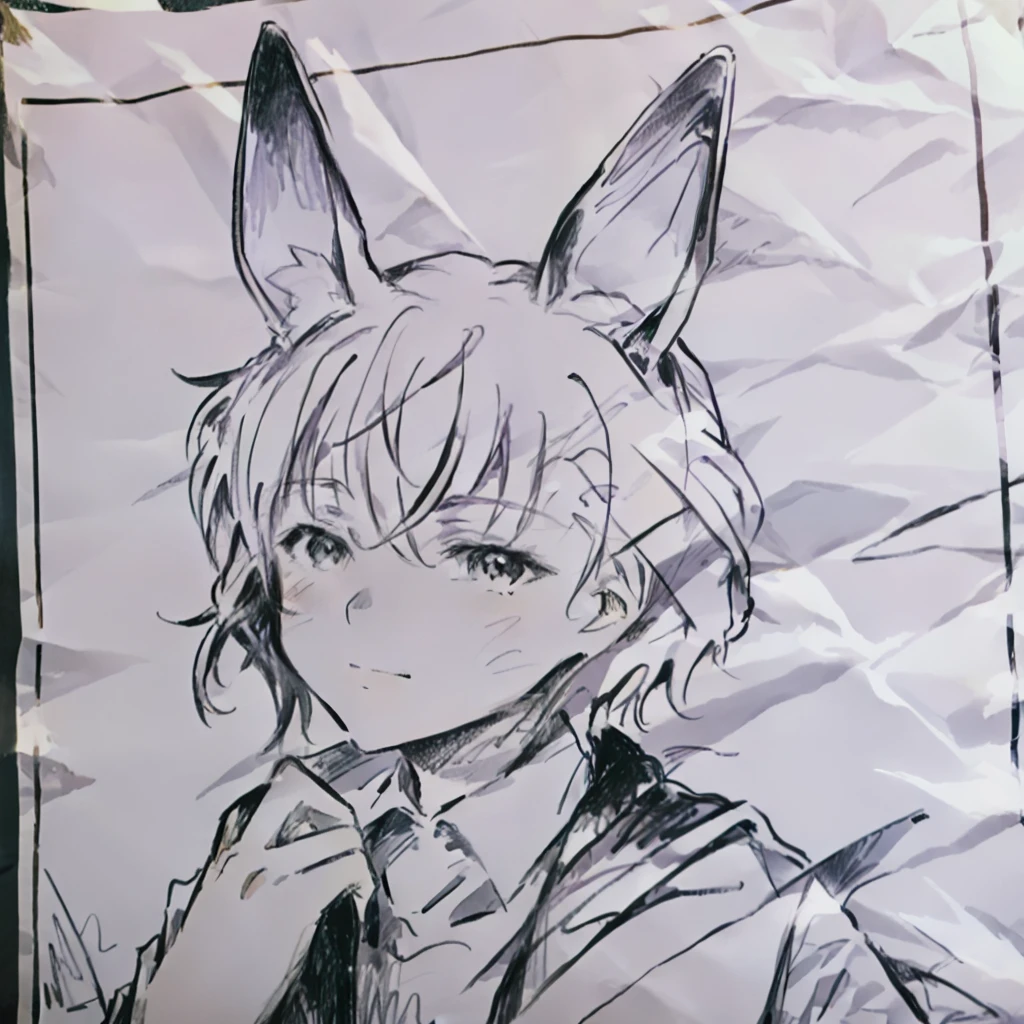 Someone is drawing a picture of a cat on a piece of paper, simple drawing, a drawing, Drawn on paper, hand drawn animation, Anthropomorphic rabbit, hand drawn animation, Rabbit, very very low quality picture, rabbt_Character, handdraw, poorly draw, Detailed rabbit in the middle, 2D Drawings, 2 d drawing, Rabbit_bunny
